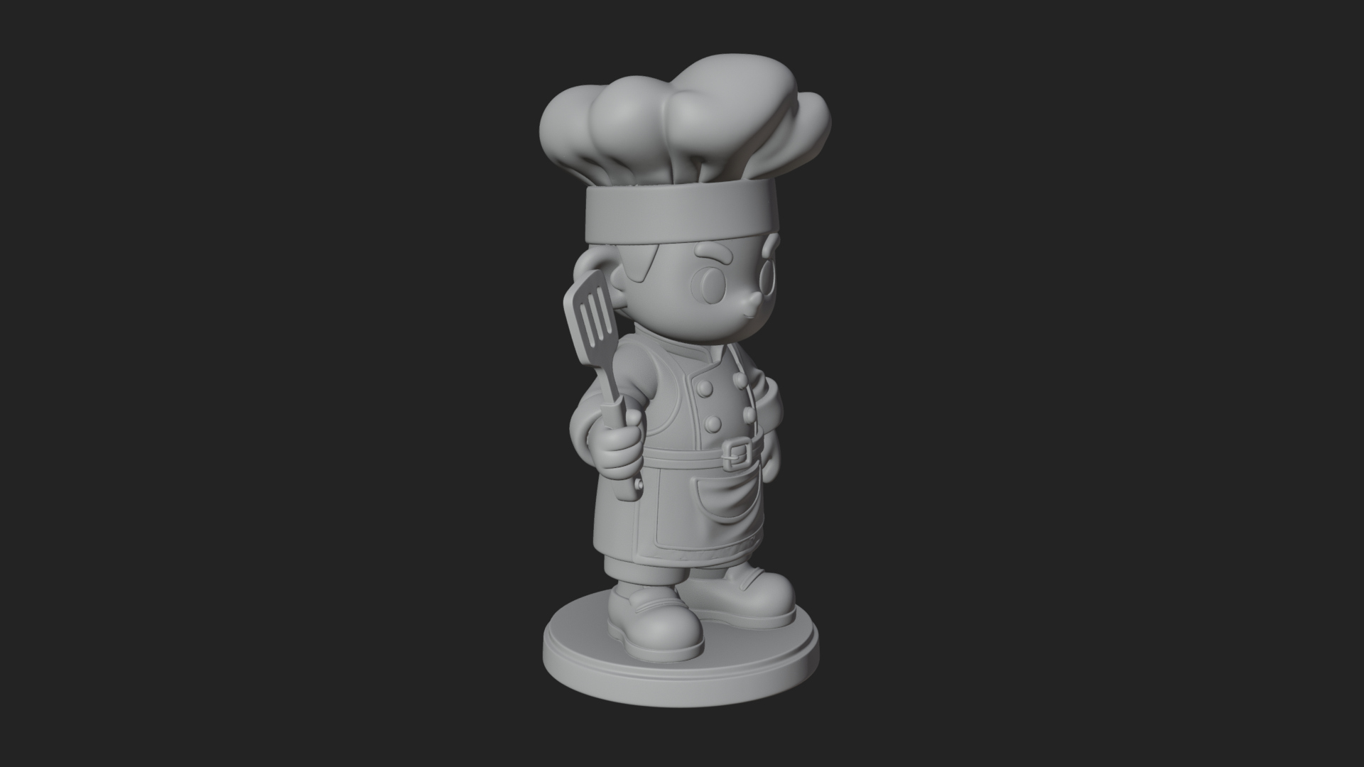 Chibi Chef with Spatula Statue Design 3 3D Print Model 3D Model
