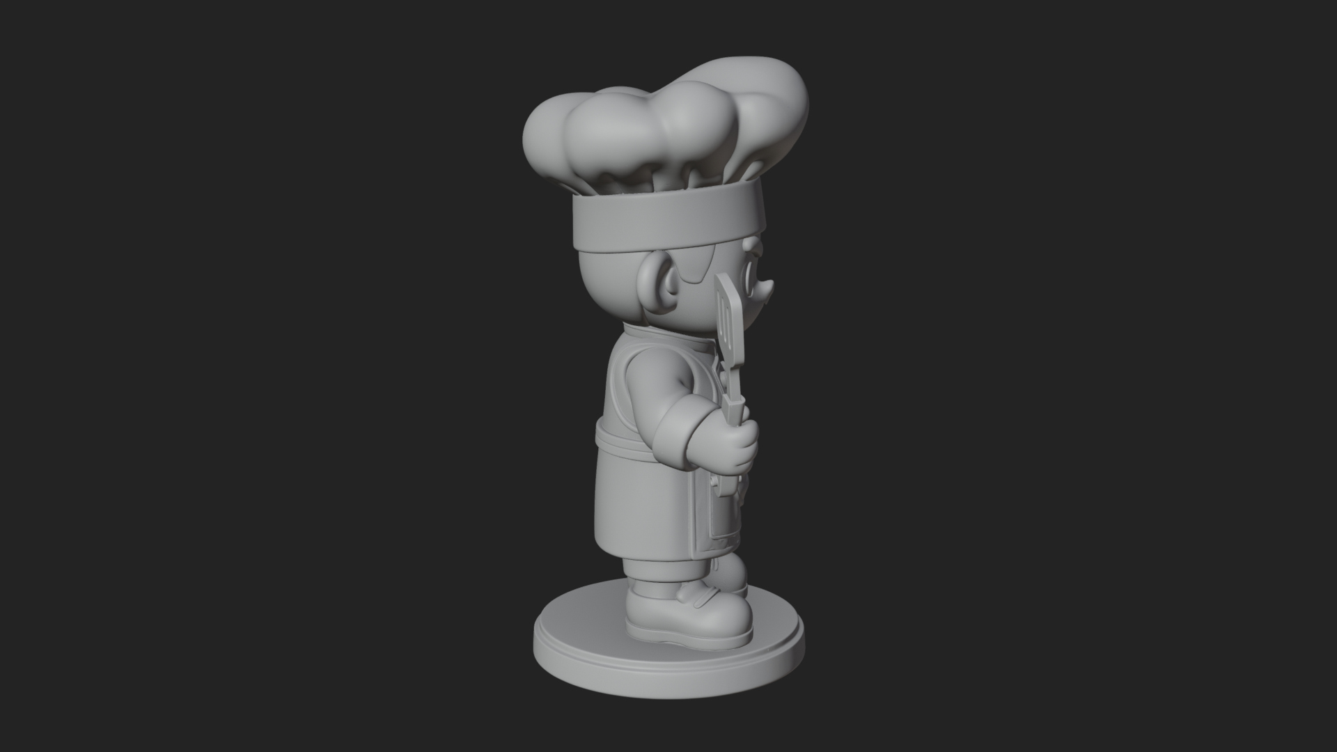 Chibi Chef with Spatula Statue Design 3 3D Print Model 3D Model