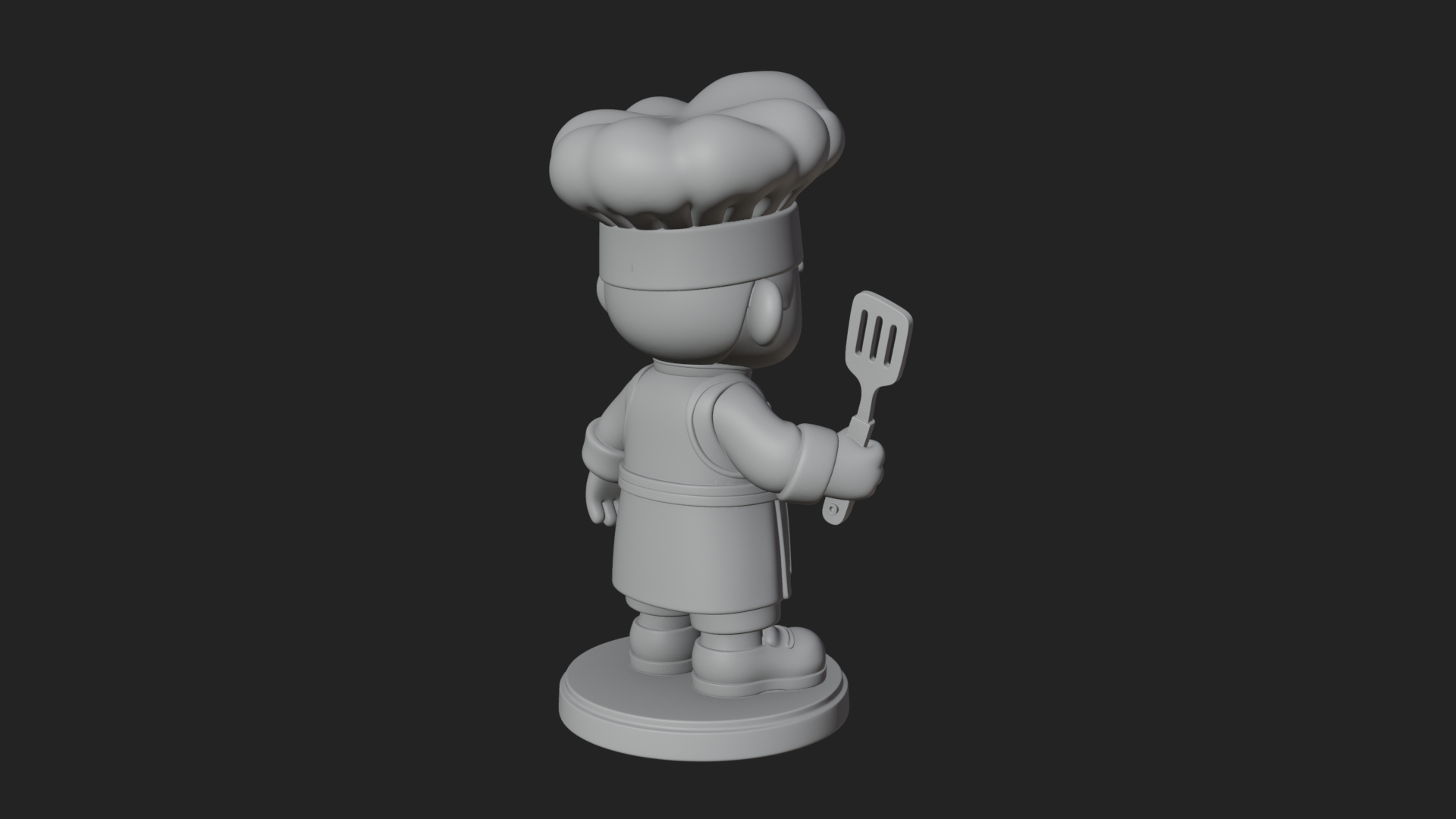 Chibi Chef with Spatula Statue Design 3 3D Print Model 3D Model