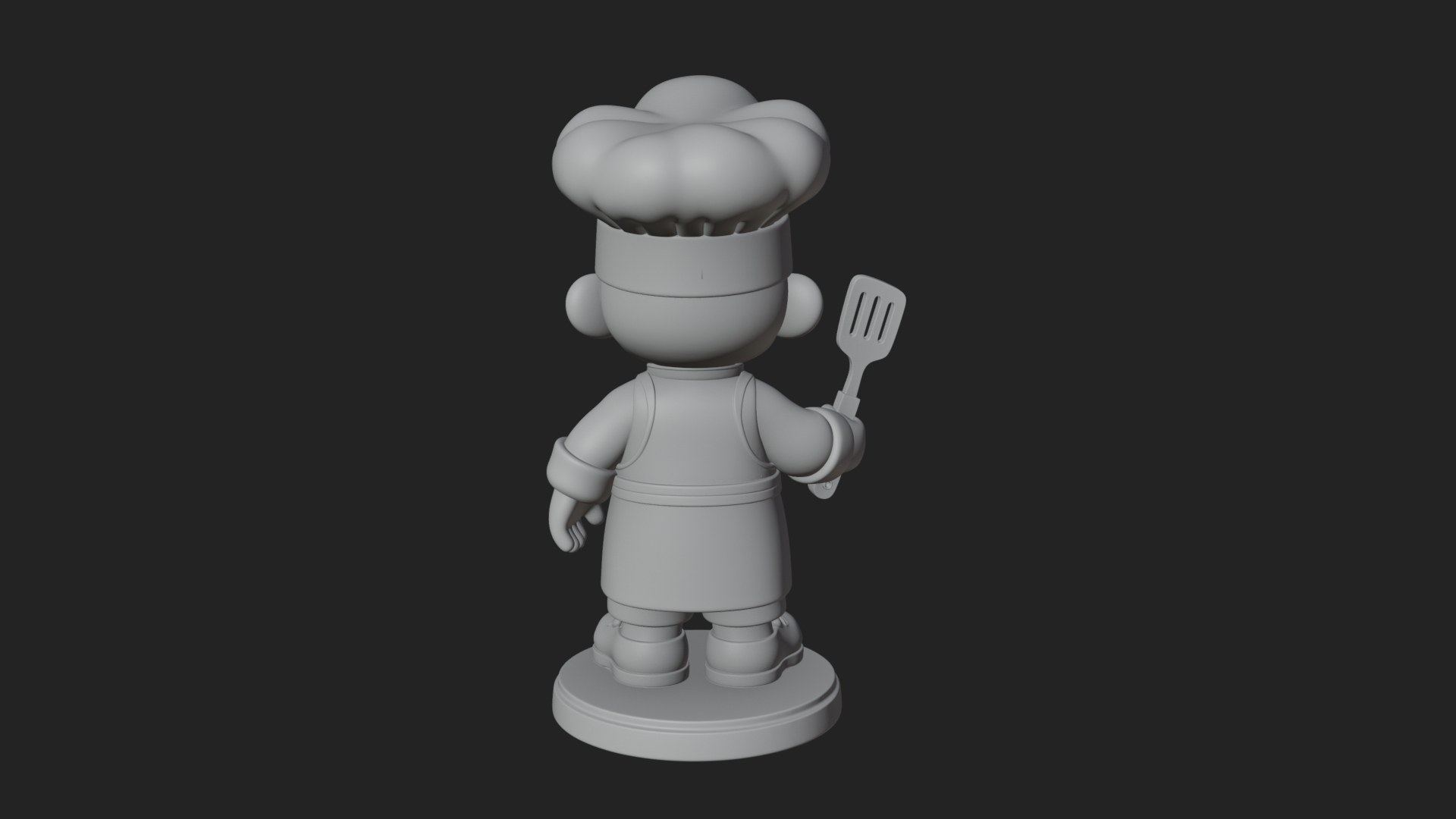Chibi Chef with Spatula Statue Design 3 3D Print Model 3D Model