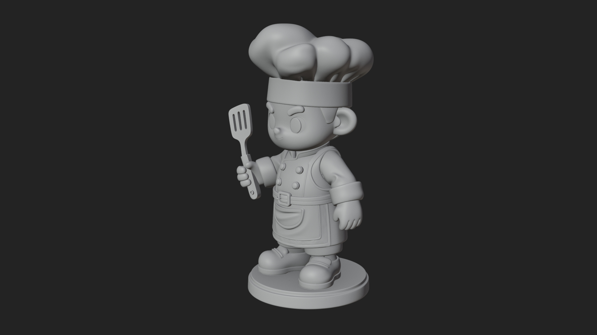 Chibi Chef with Spatula Statue Design 3 3D Print Model 3D Model