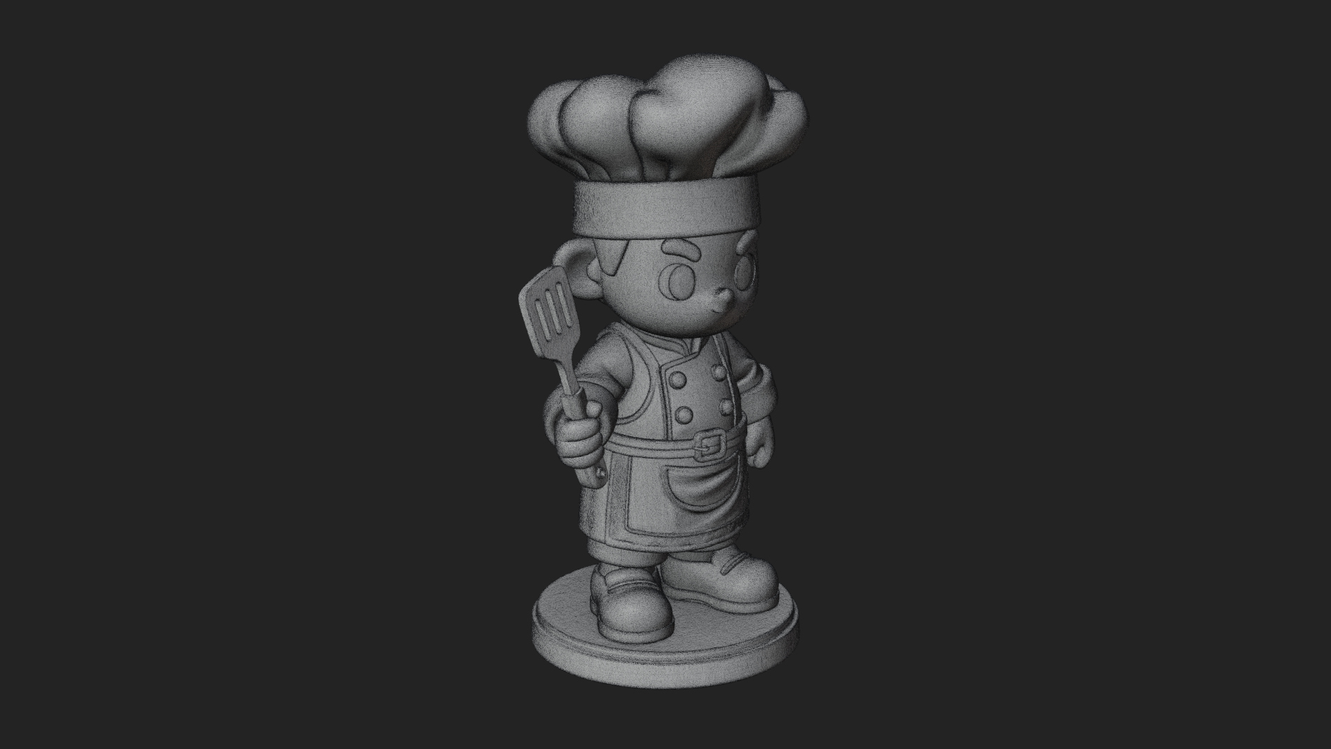 Chibi Chef with Spatula Statue Design 3 3D Print Model 3D Model