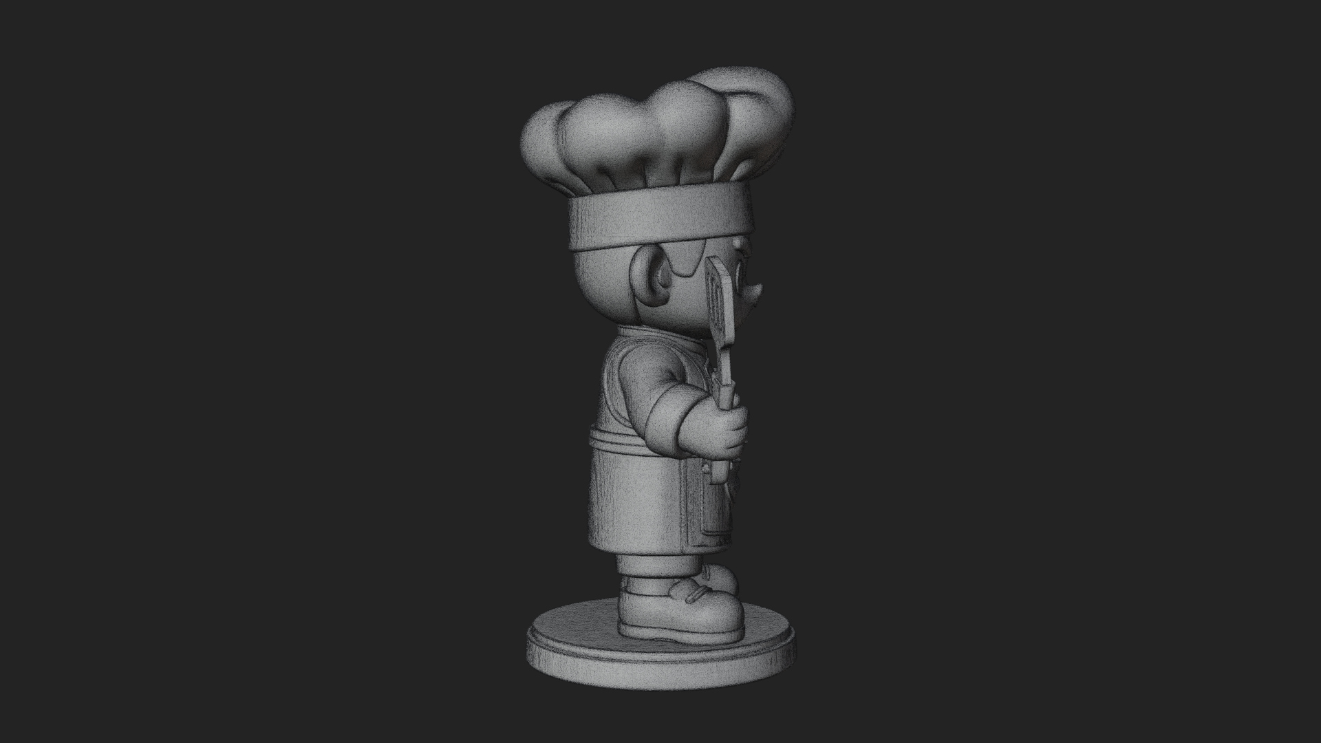Chibi Chef with Spatula Statue Design 3 3D Print Model 3D Model