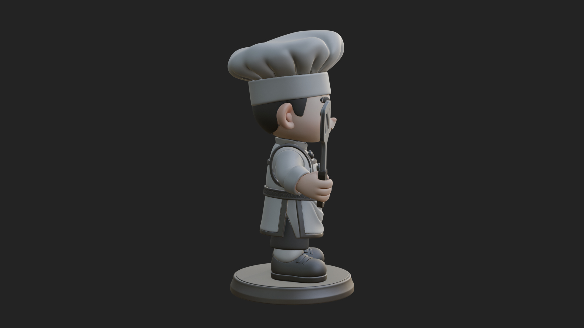 Chibi Chef with Spatula Statue Design 4 3D Print Model 3D Model