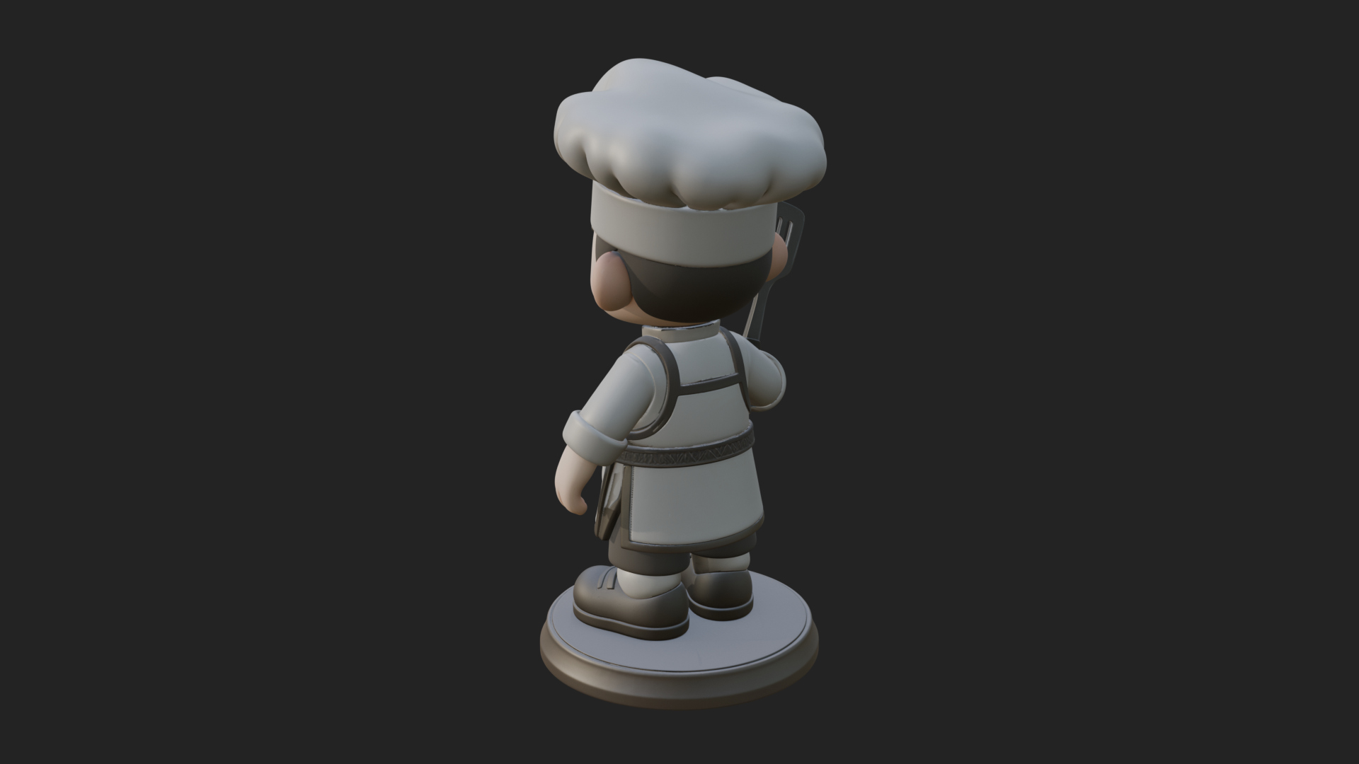 Chibi Chef with Spatula Statue Design 4 3D Print Model 3D Model