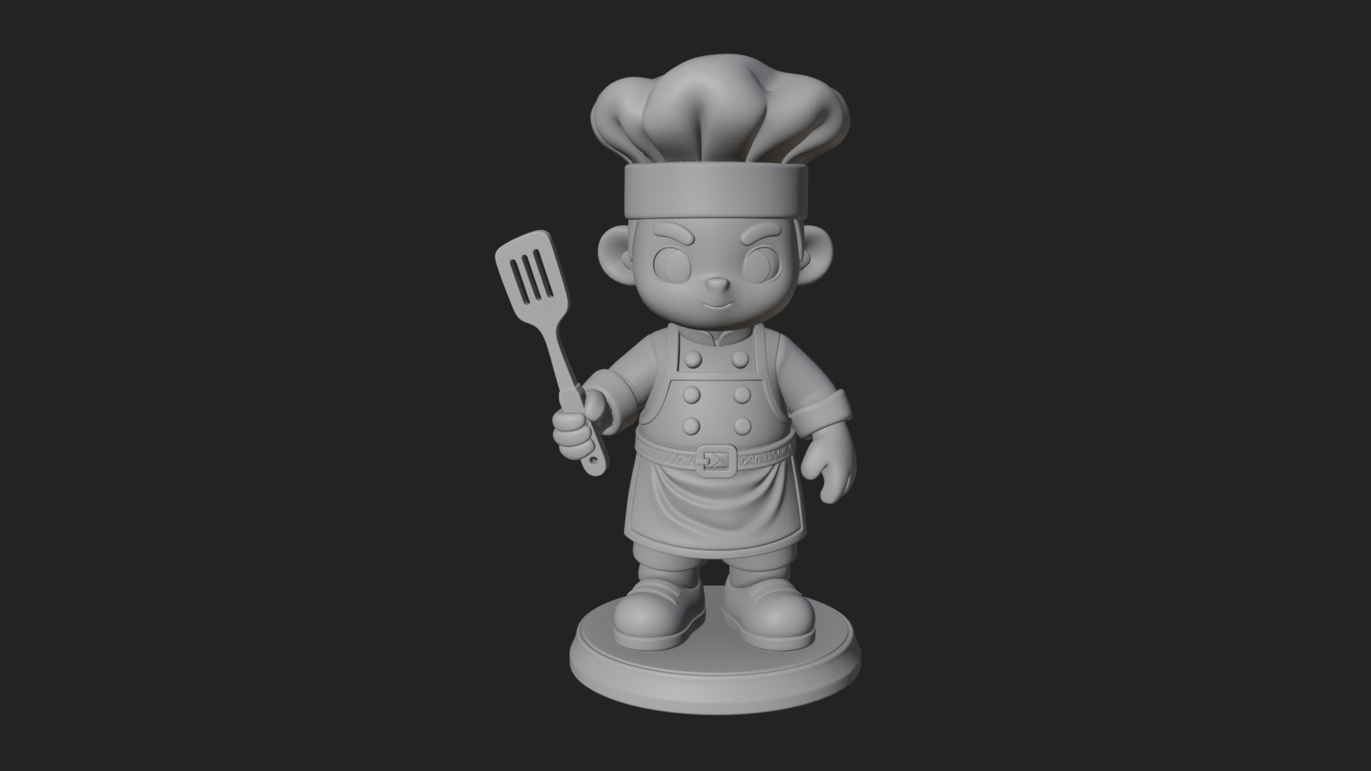 Chibi Chef with Spatula Statue Design 4 3D Print Model 3D Model