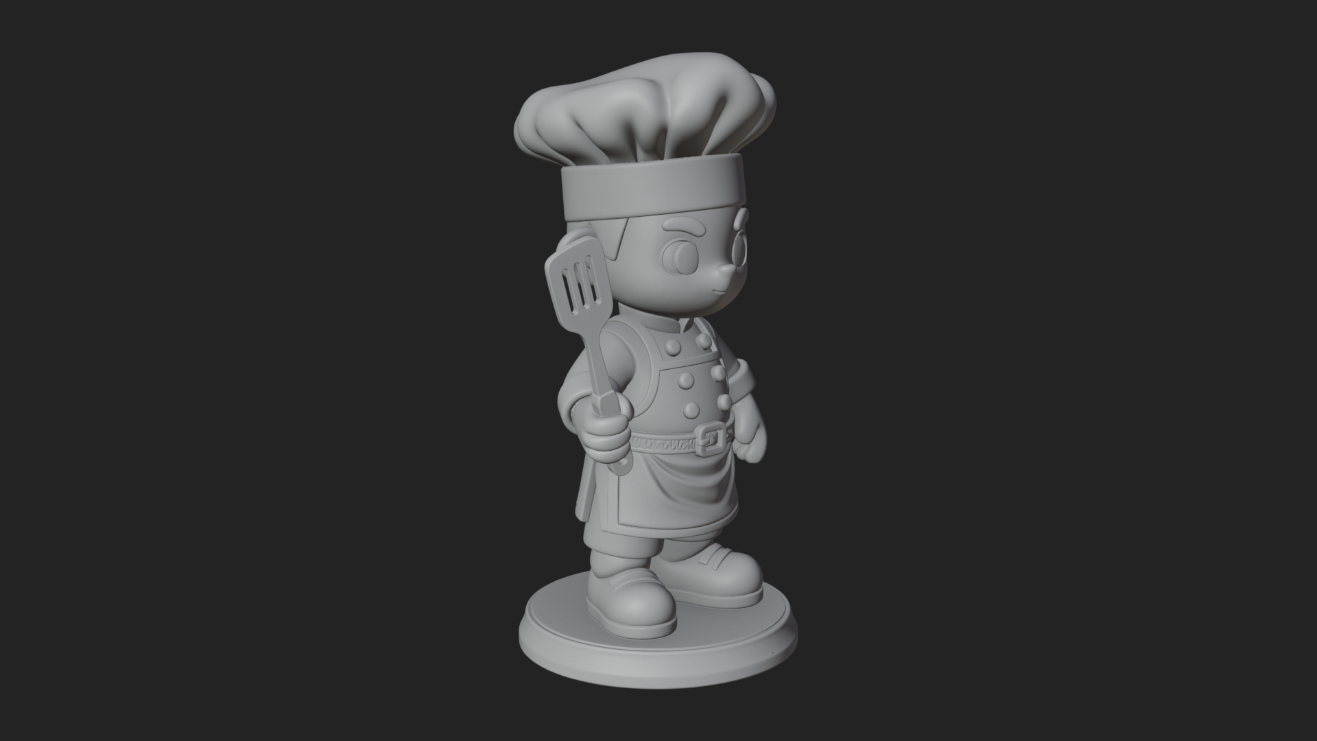 Chibi Chef with Spatula Statue Design 4 3D Print Model 3D Model