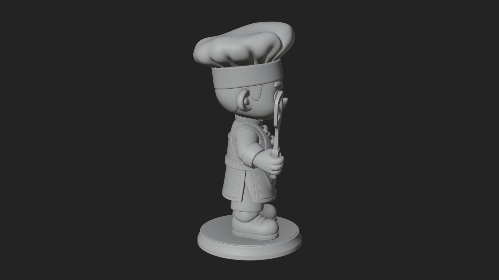 Chibi Chef with Spatula Statue Design 4 3D Print Model 3D Model