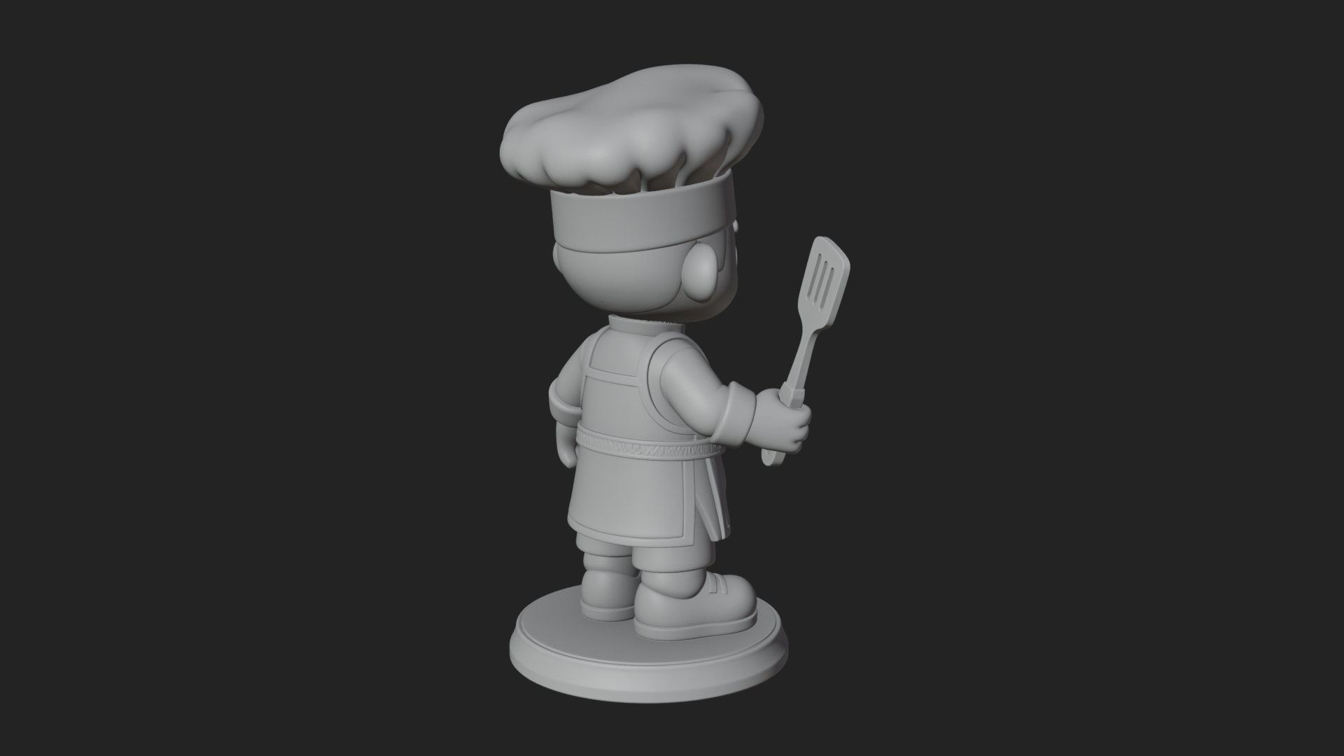 Chibi Chef with Spatula Statue Design 4 3D Print Model 3D Model