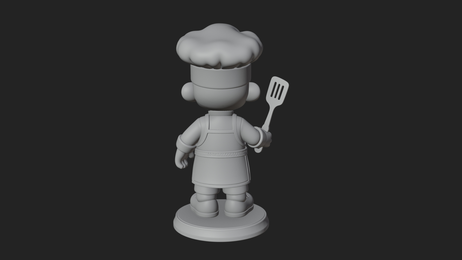Chibi Chef with Spatula Statue Design 4 3D Print Model 3D Model