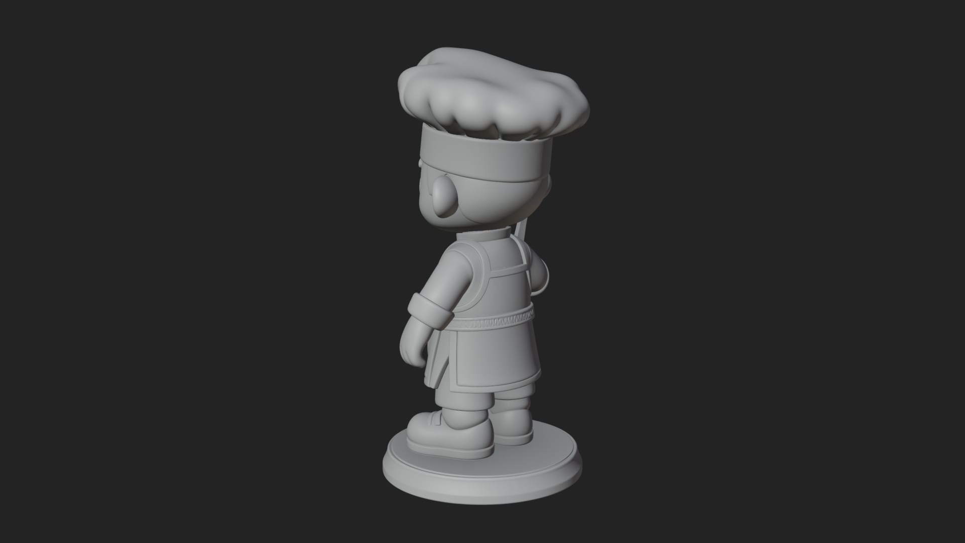 Chibi Chef with Spatula Statue Design 4 3D Print Model 3D Model