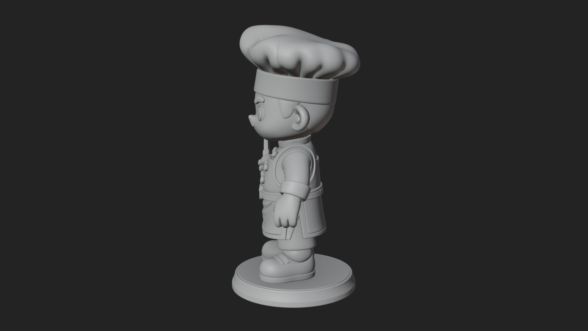 Chibi Chef with Spatula Statue Design 4 3D Print Model 3D Model