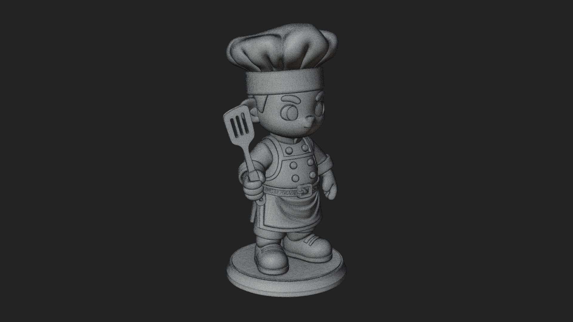 Chibi Chef with Spatula Statue Design 4 3D Print Model 3D Model