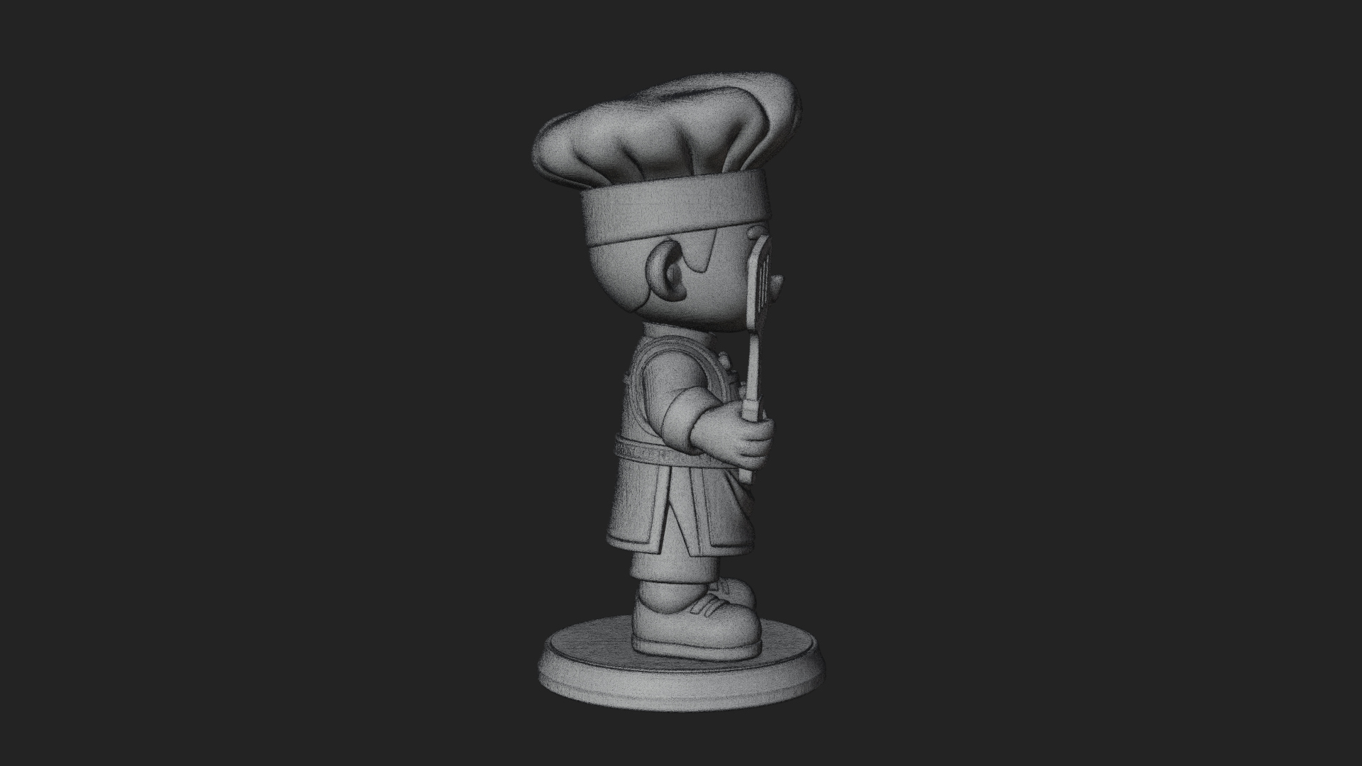 Chibi Chef with Spatula Statue Design 4 3D Print Model 3D Model