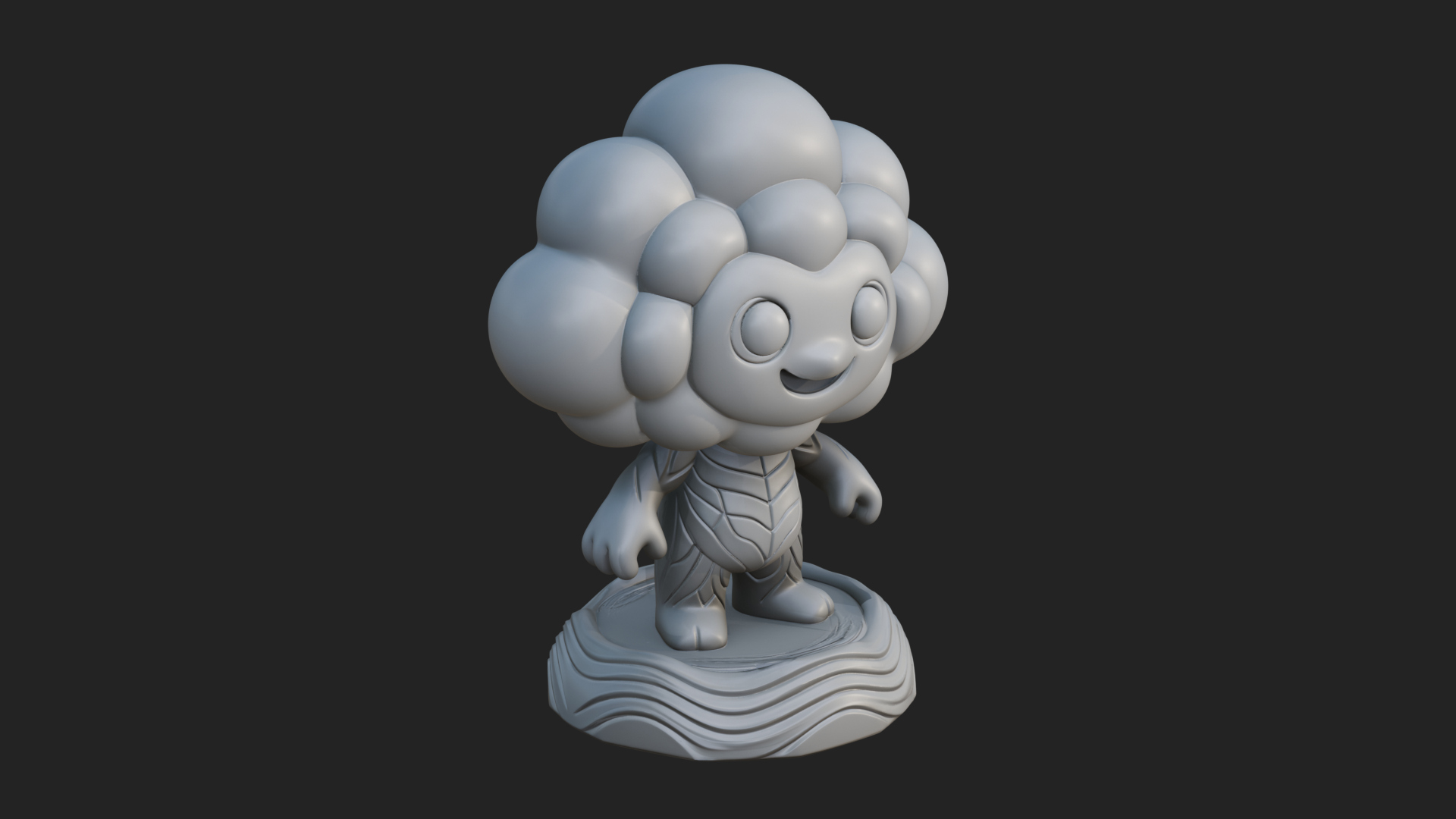 Chibi Cloud Spirit Statue Design 2 3D Print Model 3D Model