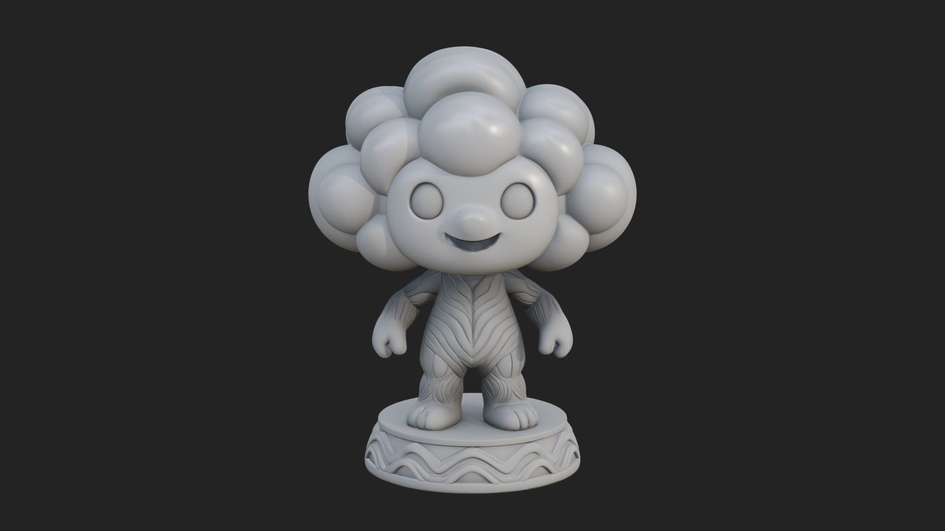 Chibi Cloud Spirit Statue Design 4 3D Print Model 3D Model