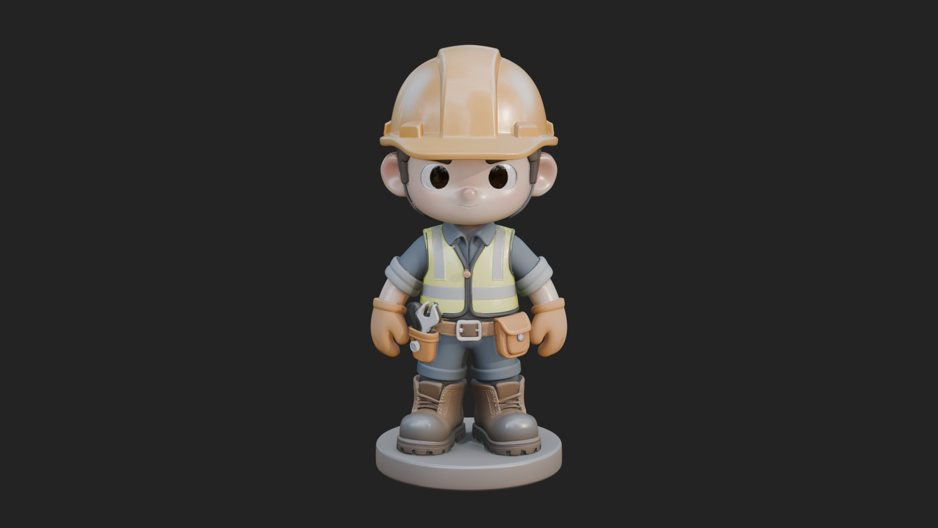 Chibi Construction Worker Statue Design 1 3D Print Model 3D Model