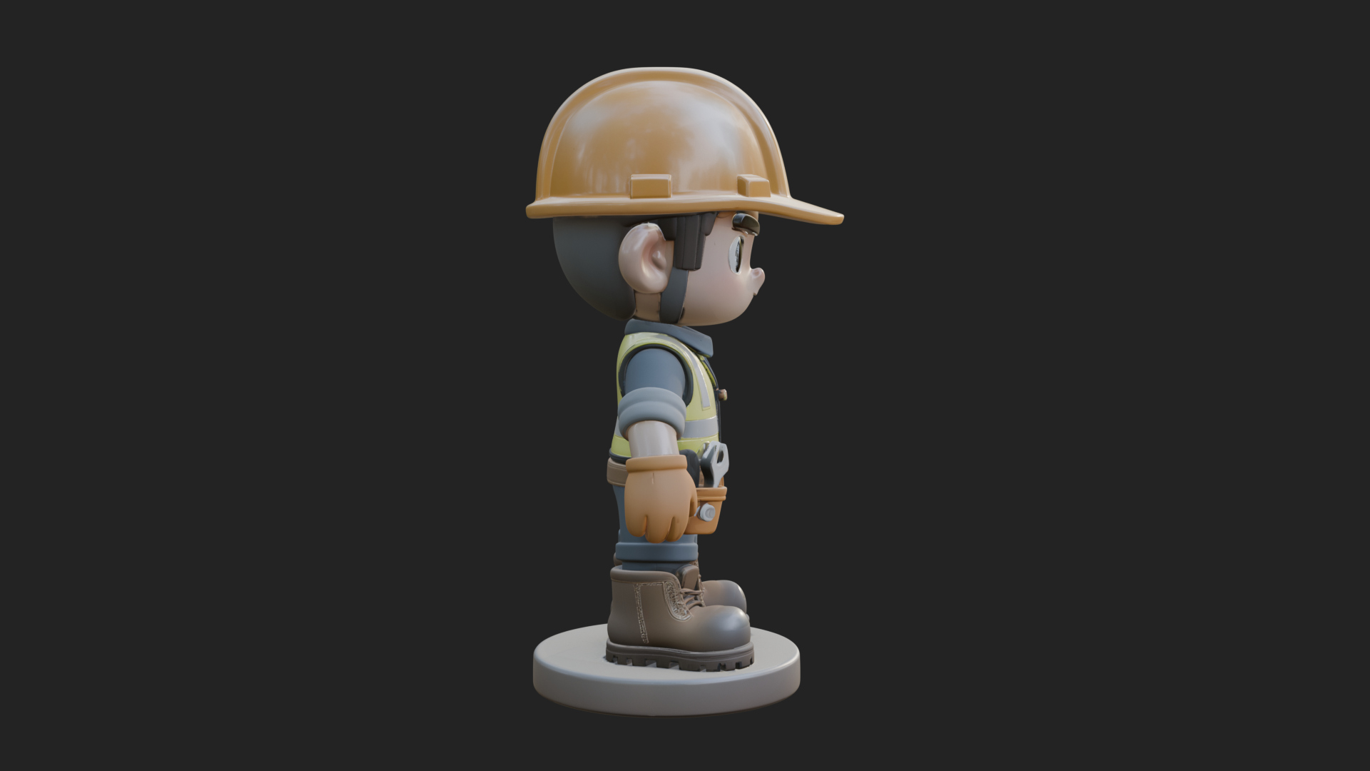 Chibi Construction Worker Statue Design 1 3D Print Model 3D Model