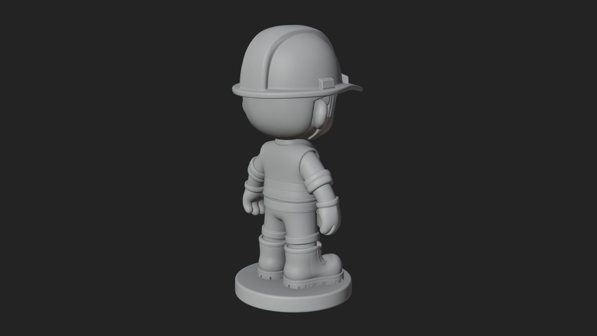 Chibi Construction Worker Statue Design 1 3D Print Model 3D Model
