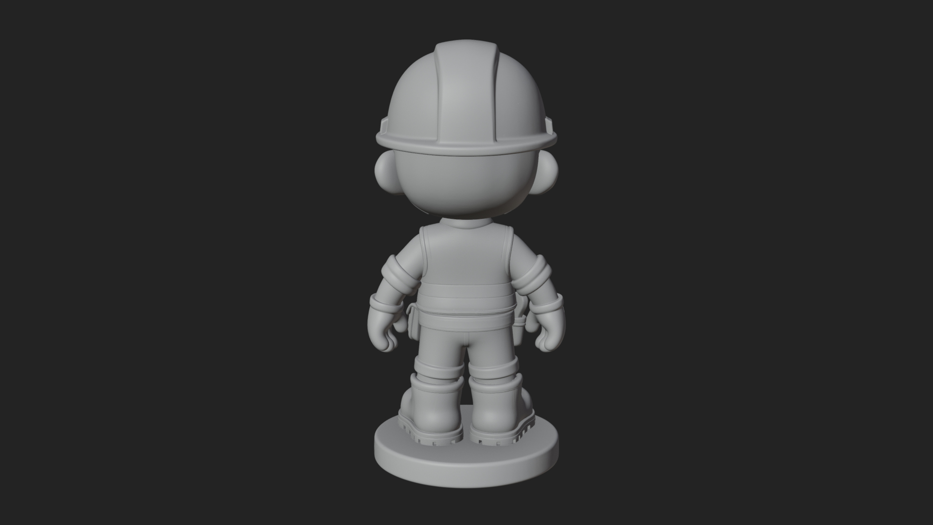 Chibi Construction Worker Statue Design 1 3D Print Model 3D Model