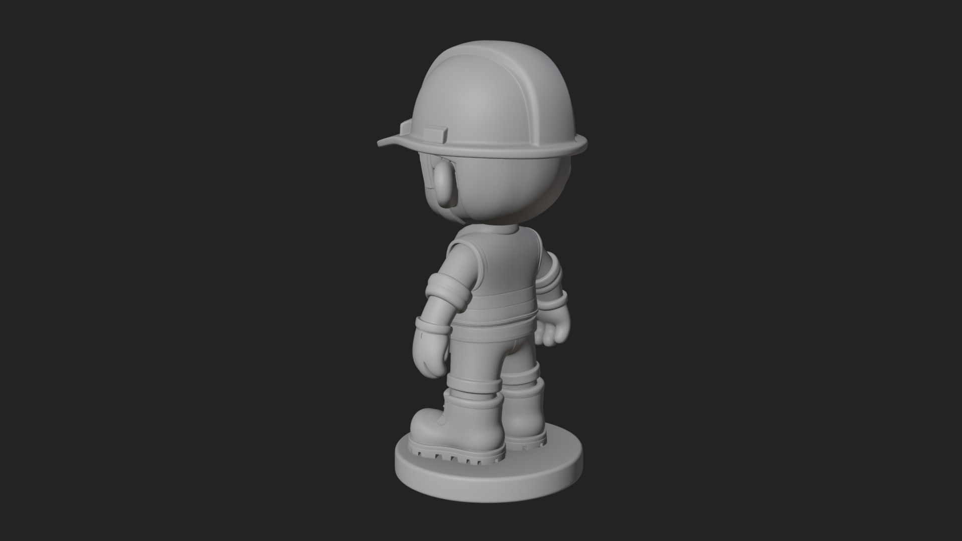 Chibi Construction Worker Statue Design 1 3D Print Model 3D Model