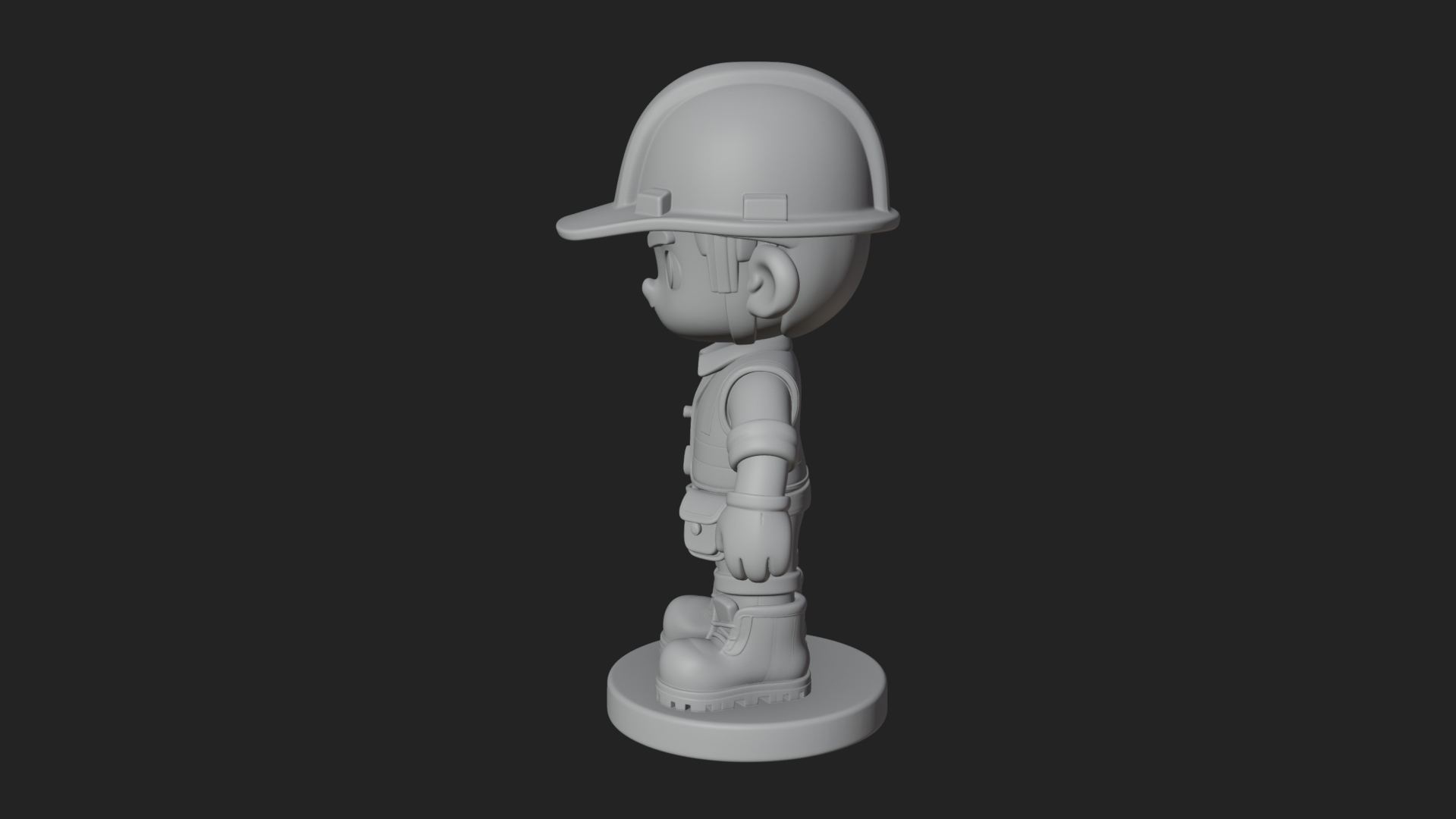 Chibi Construction Worker Statue Design 1 3D Print Model 3D Model