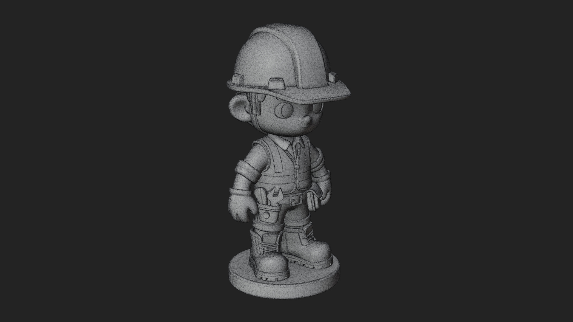 Chibi Construction Worker Statue Design 1 3D Print Model 3D Model