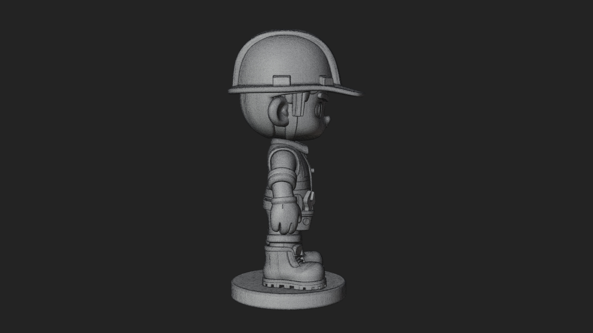 Chibi Construction Worker Statue Design 1 3D Print Model 3D Model