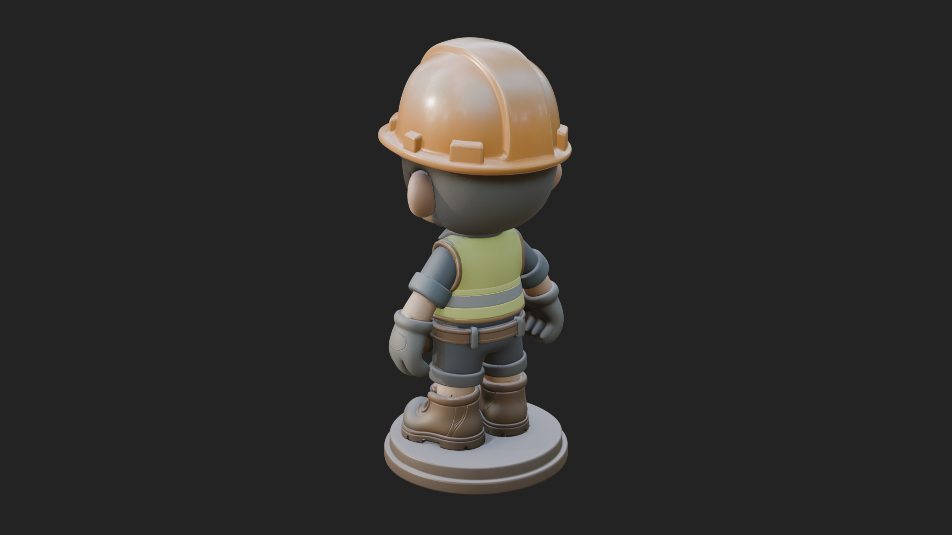 Chibi Construction Worker Statue Design 2 3D Print Model 3D Model
