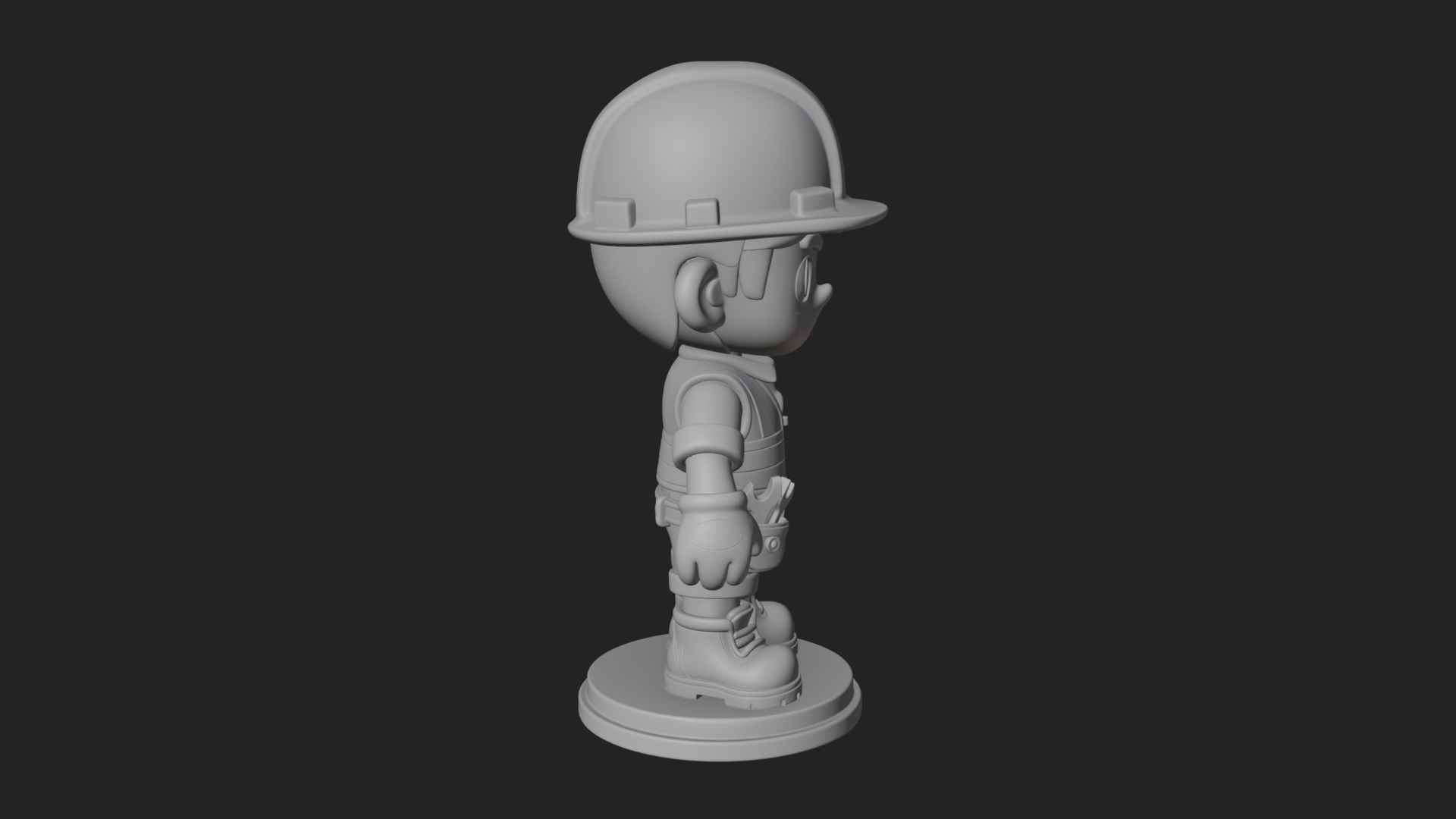 Chibi Construction Worker Statue Design 2 3D Print Model 3D Model