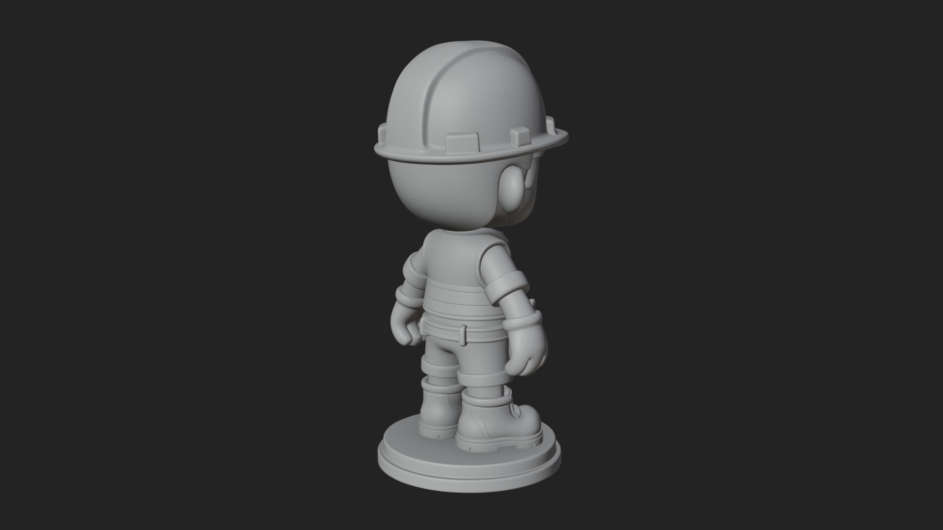 Chibi Construction Worker Statue Design 2 3D Print Model 3D Model
