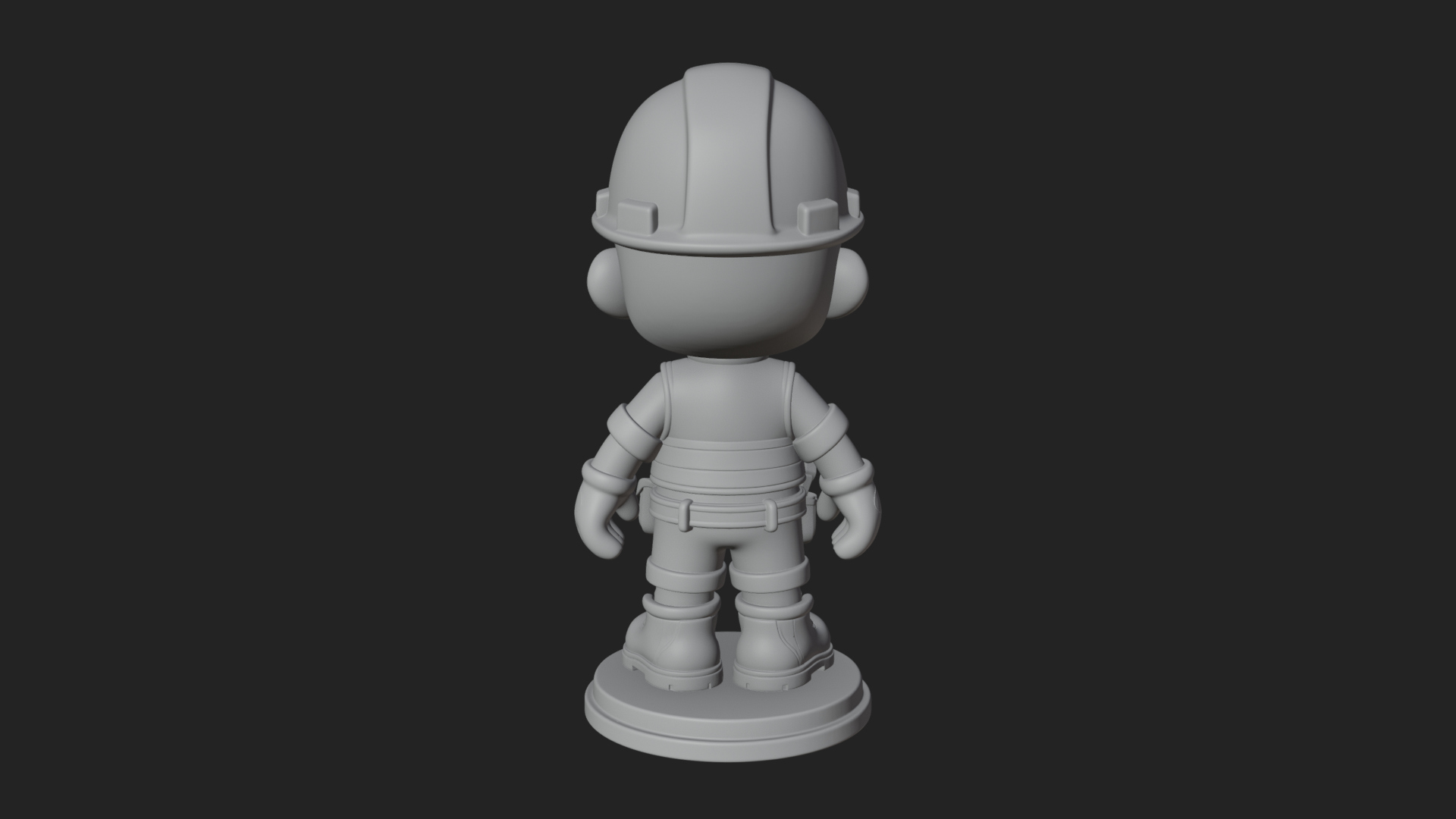 Chibi Construction Worker Statue Design 2 3D Print Model 3D Model