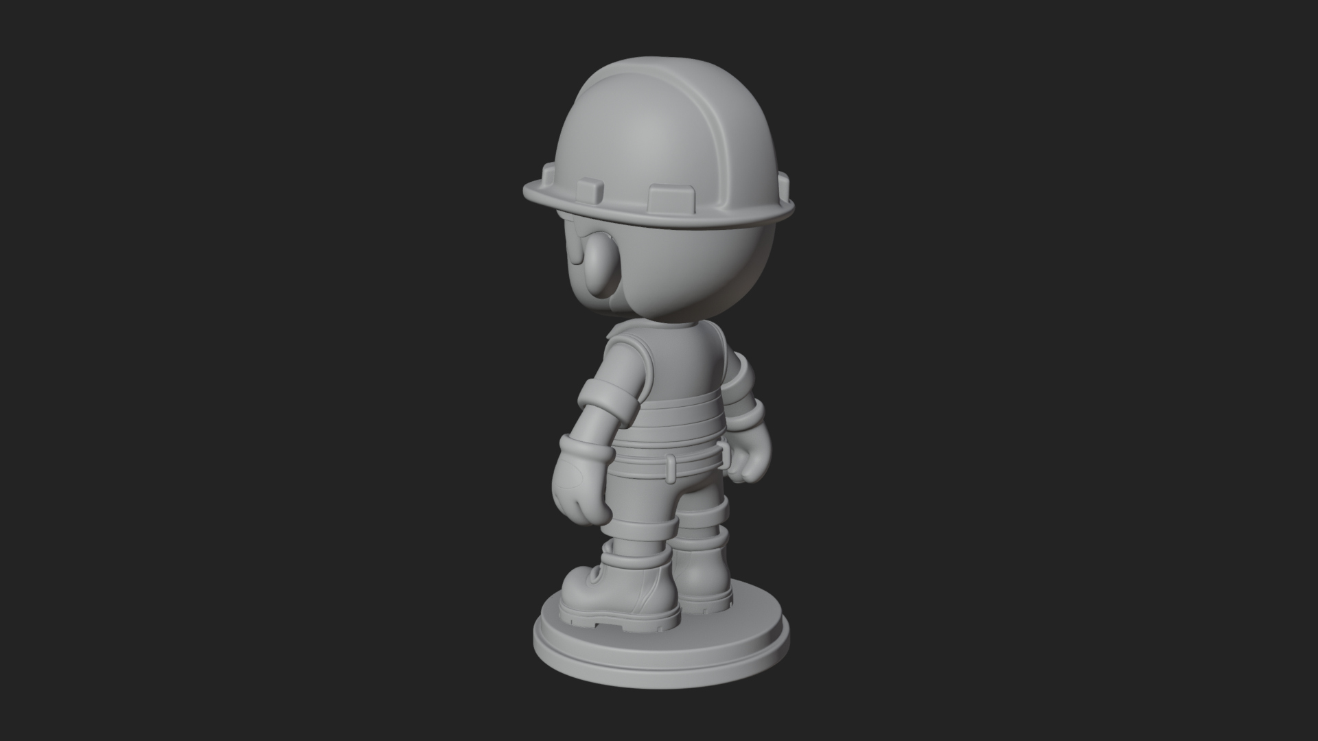 Chibi Construction Worker Statue Design 2 3D Print Model 3D Model