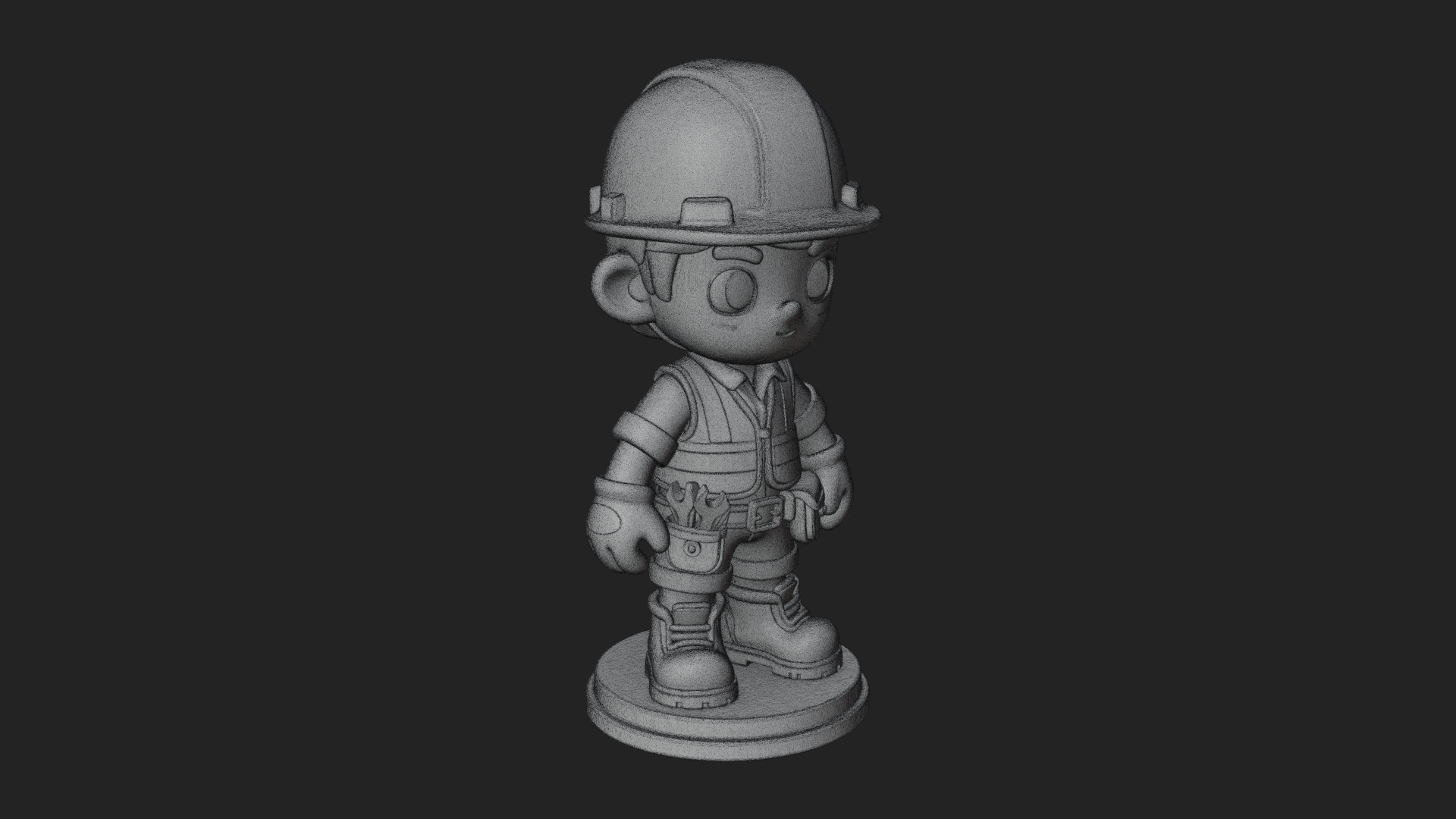Chibi Construction Worker Statue Design 2 3D Print Model 3D Model