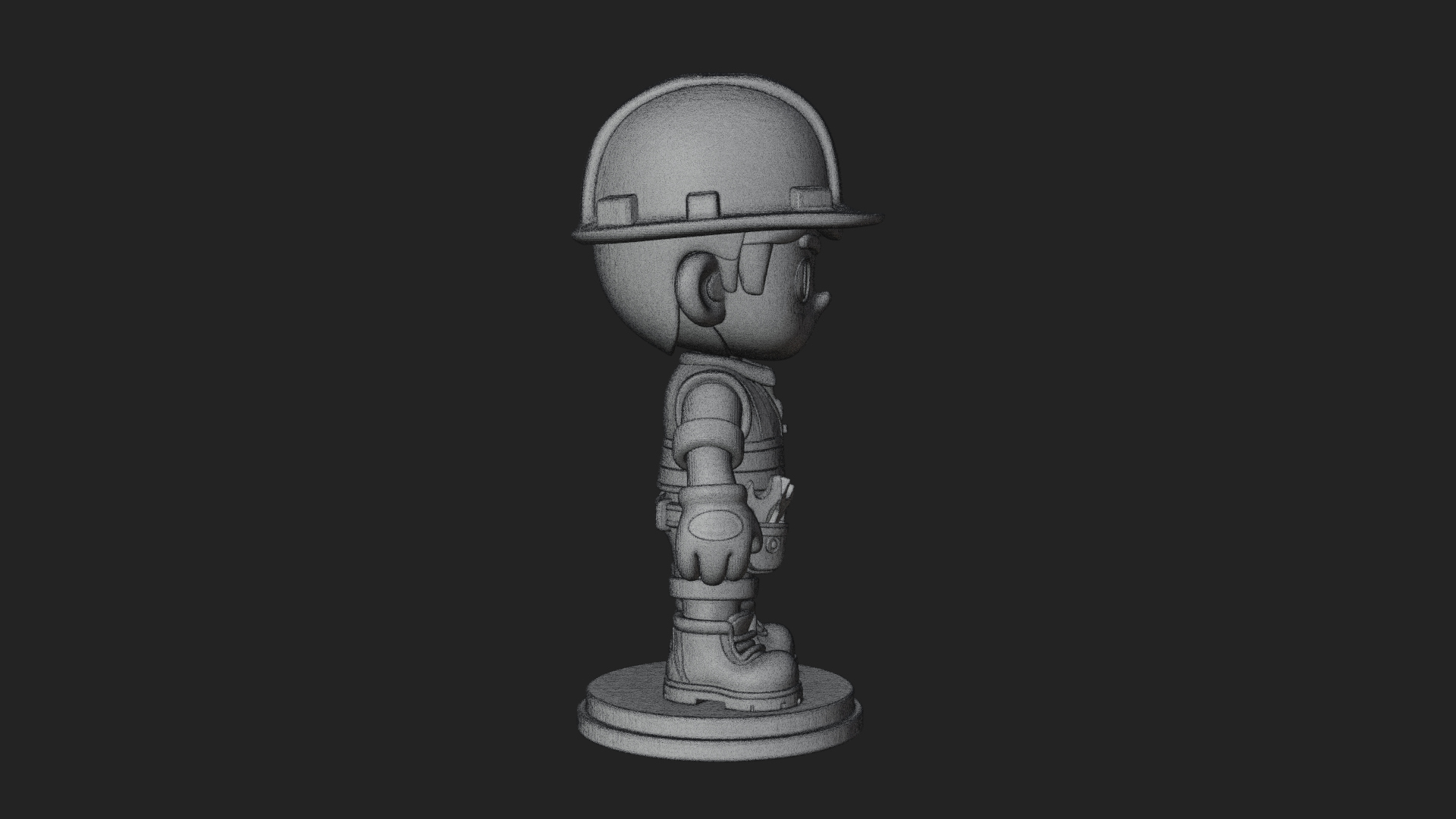 Chibi Construction Worker Statue Design 2 3D Print Model 3D Model