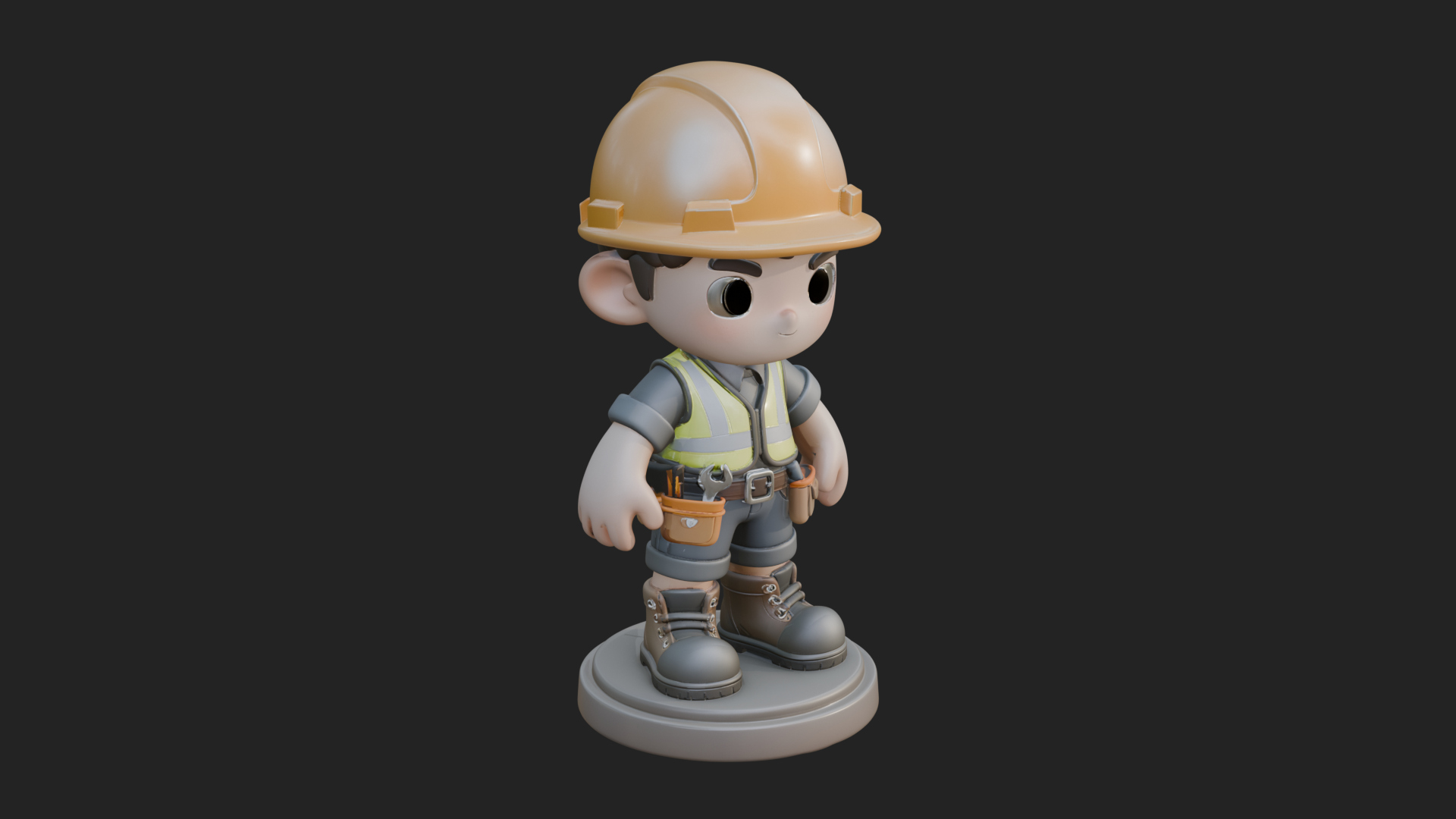 Chibi Construction Worker Statue Design 3 3D Print Model 3D Model