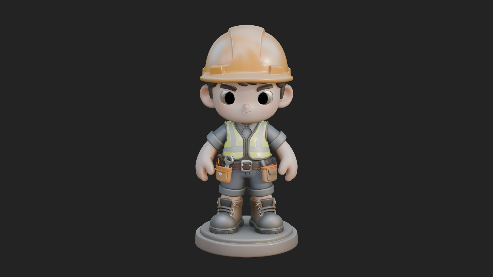 Chibi Construction Worker Statue Design 3 3D Print Model 3D Model