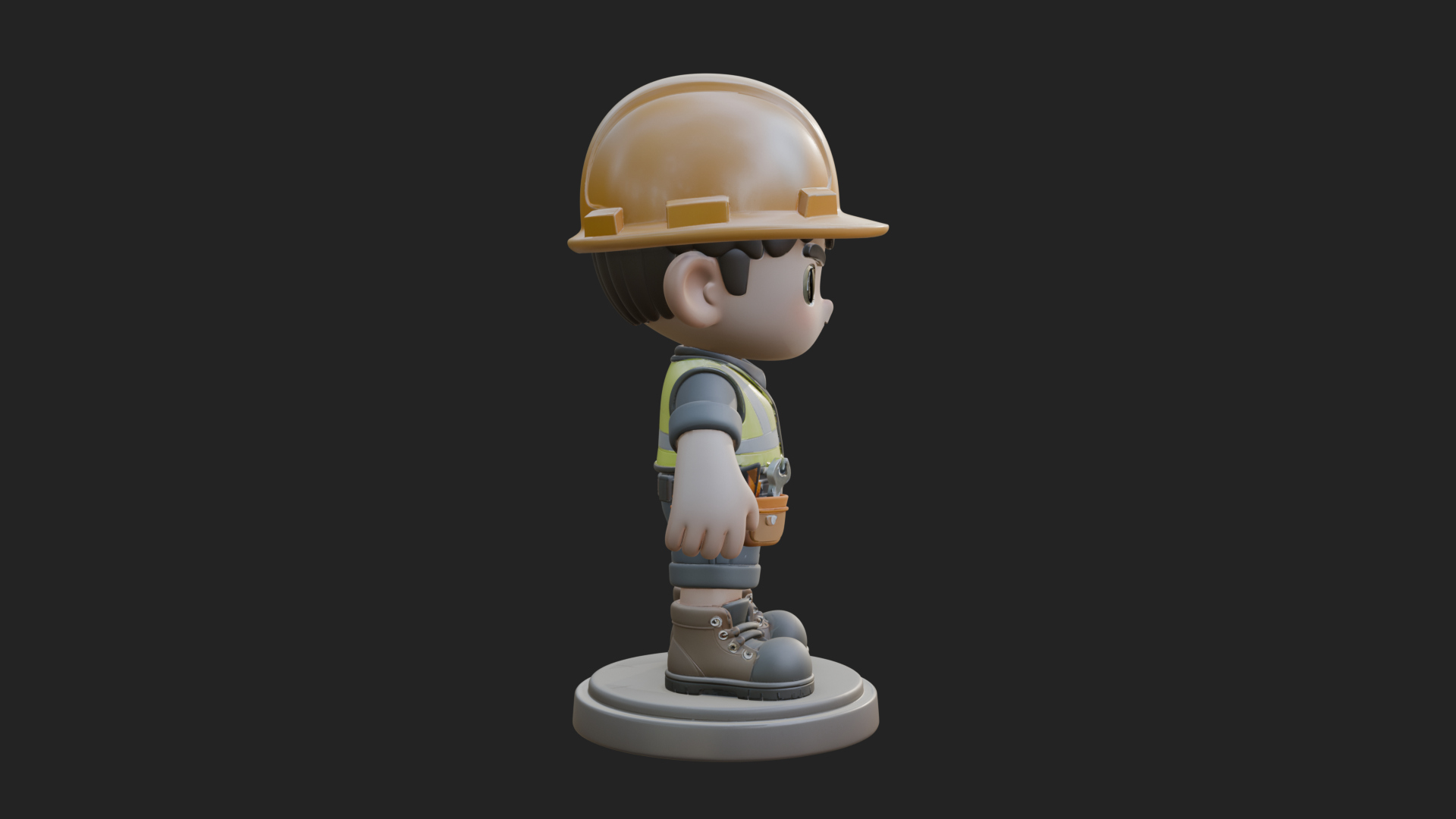 Chibi Construction Worker Statue Design 3 3D Print Model 3D Model