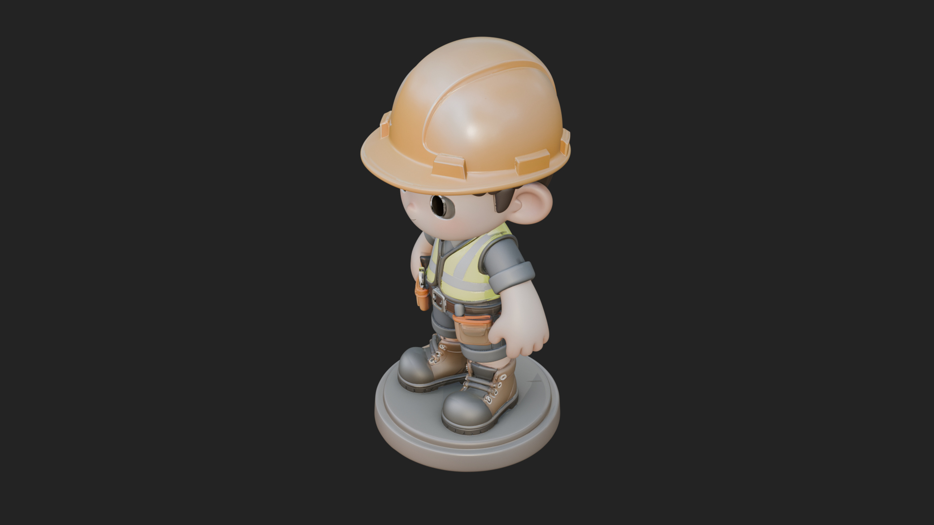 Chibi Construction Worker Statue Design 3 3D Print Model 3D Model