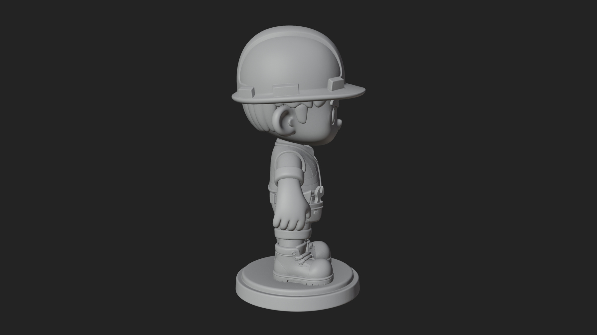 Chibi Construction Worker Statue Design 3 3D Print Model 3D Model