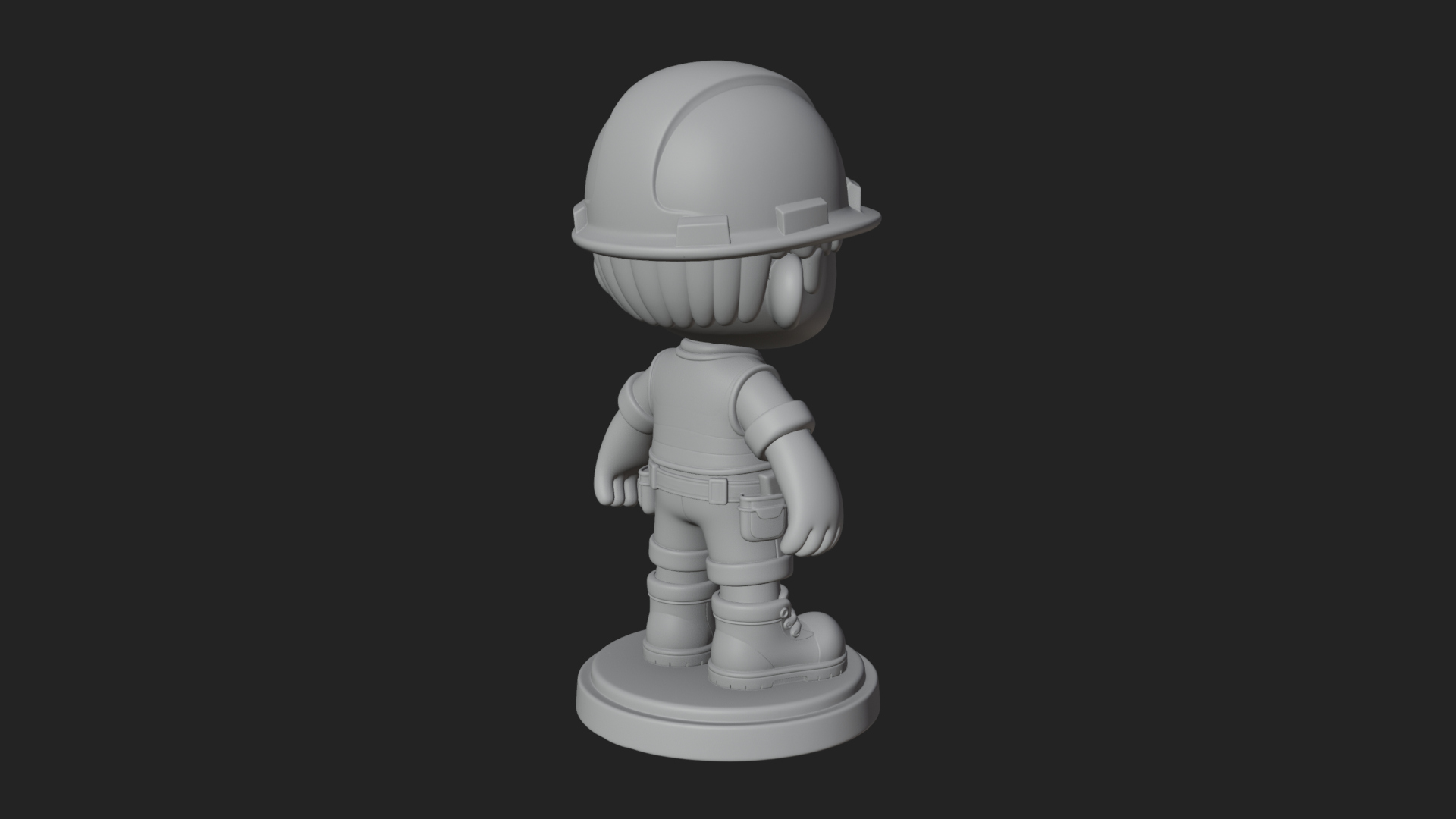 Chibi Construction Worker Statue Design 3 3D Print Model 3D Model