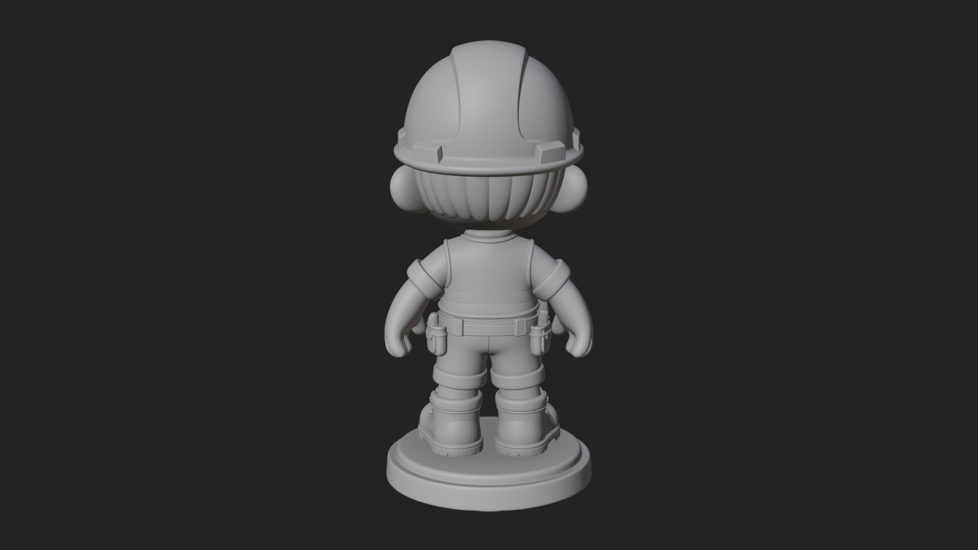 Chibi Construction Worker Statue Design 3 3D Print Model 3D Model