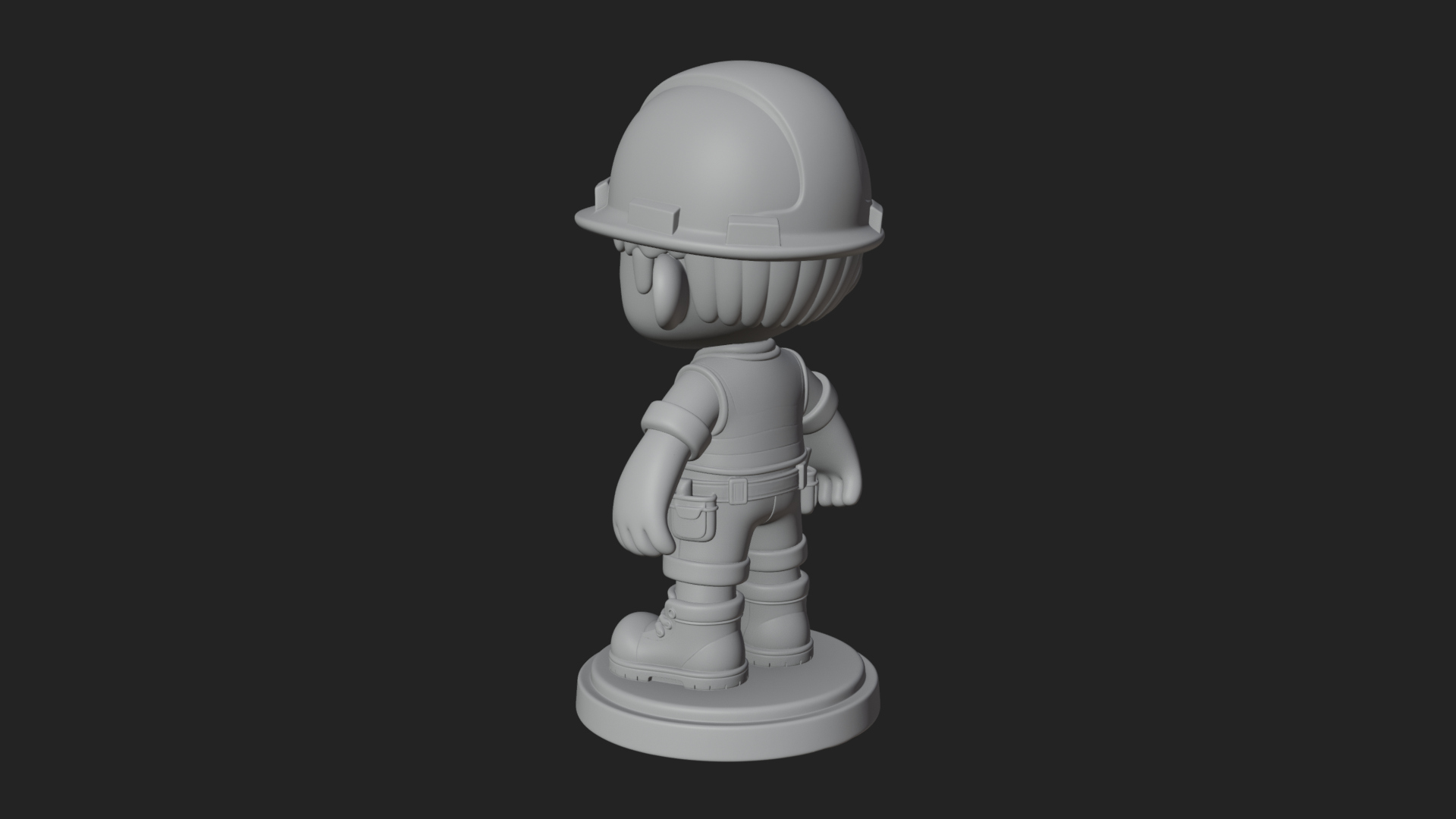 Chibi Construction Worker Statue Design 3 3D Print Model 3D Model