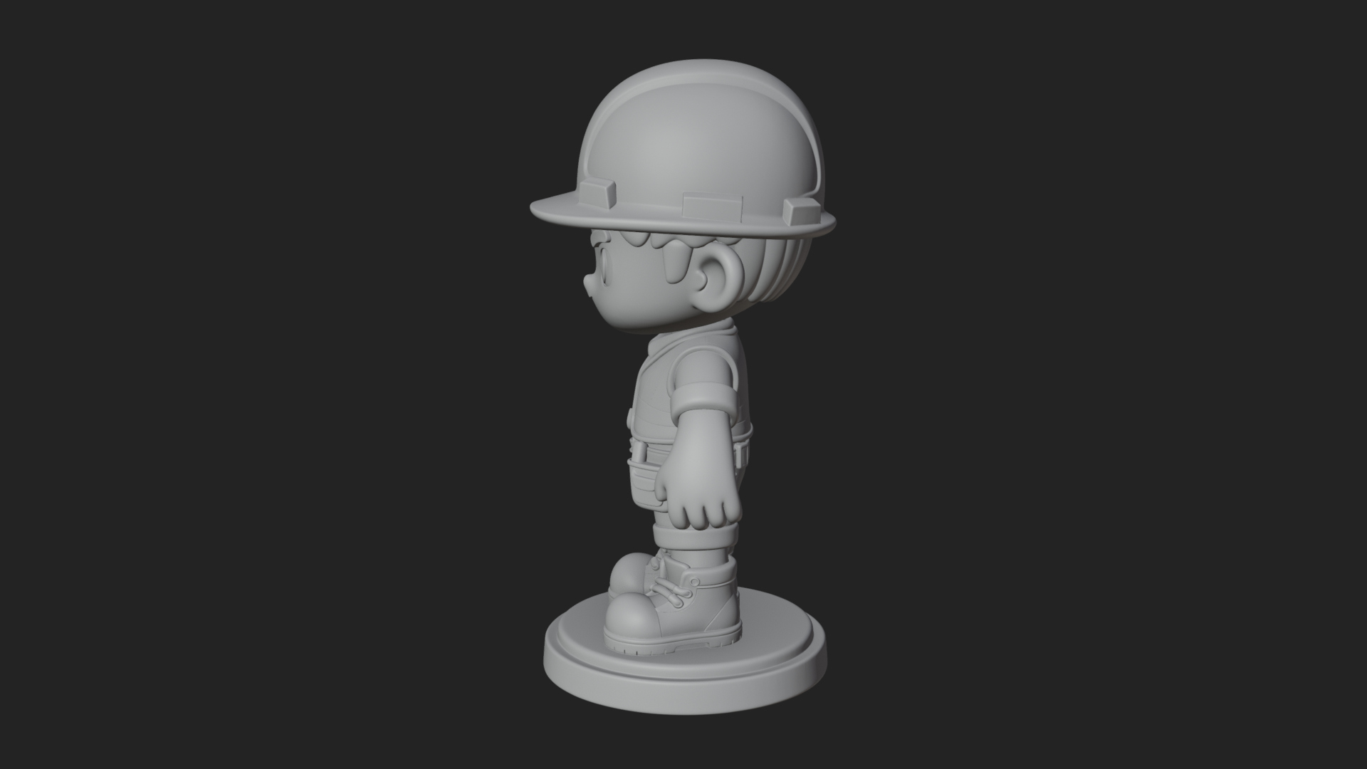 Chibi Construction Worker Statue Design 3 3D Print Model 3D Model
