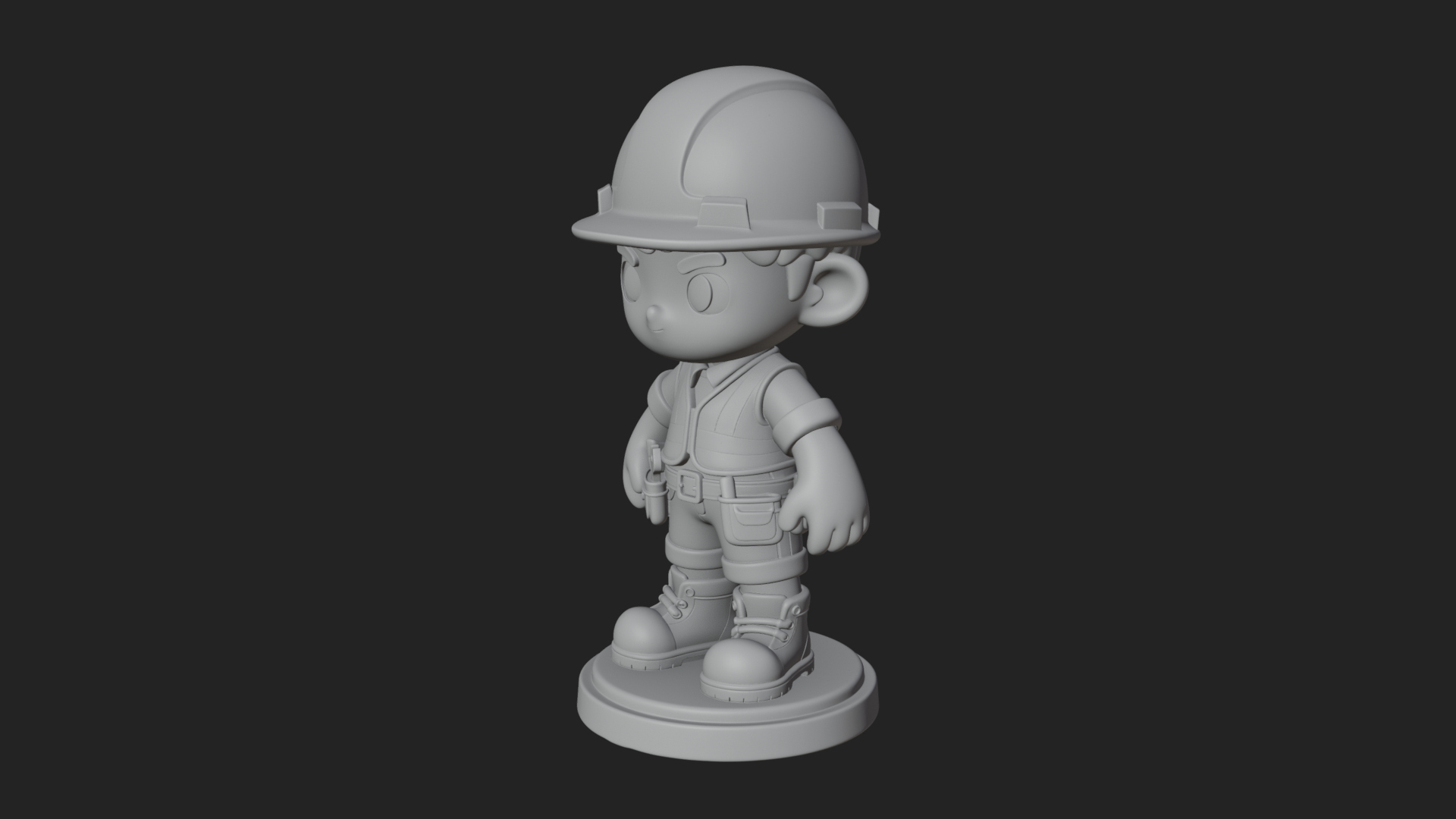 Chibi Construction Worker Statue Design 3 3D Print Model 3D Model