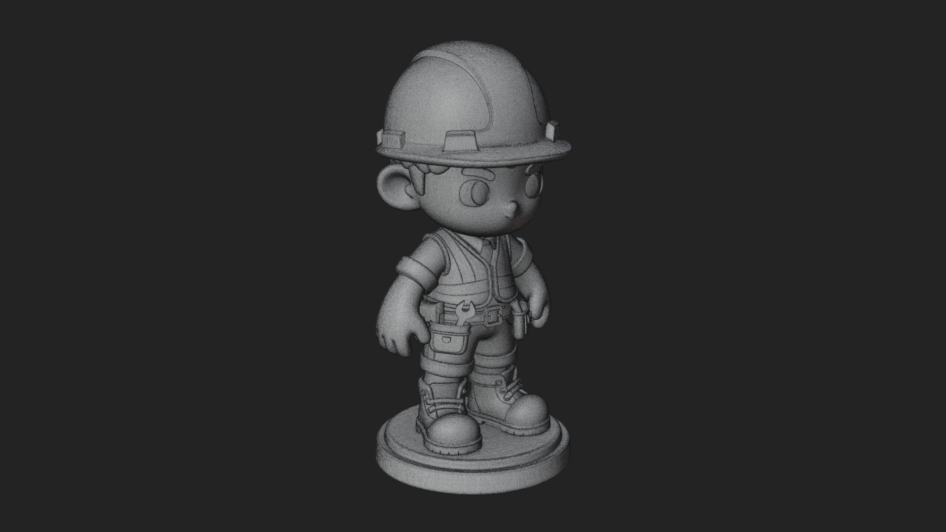 Chibi Construction Worker Statue Design 3 3D Print Model 3D Model