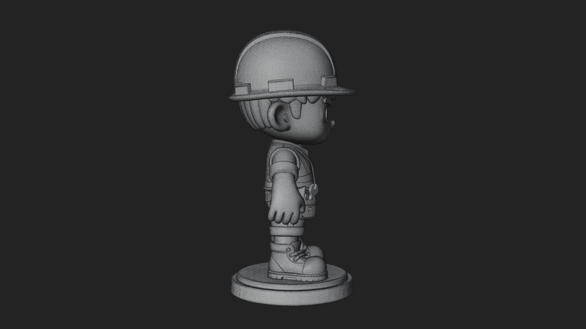 Chibi Construction Worker Statue Design 3 3D Print Model 3D Model