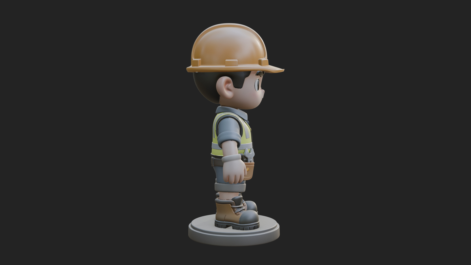 Chibi Construction Worker Statue Design 4 3D Print Model 3D Model
