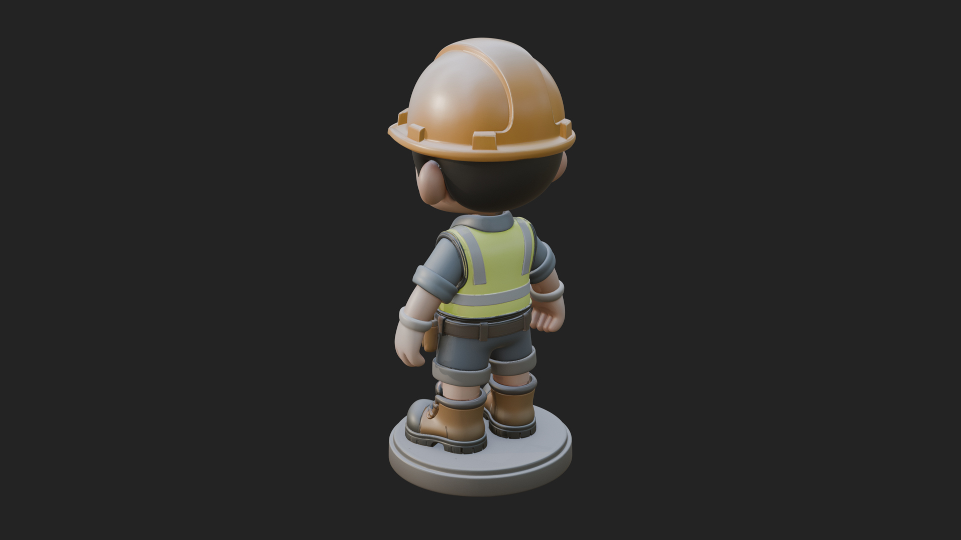 Chibi Construction Worker Statue Design 4 3D Print Model 3D Model