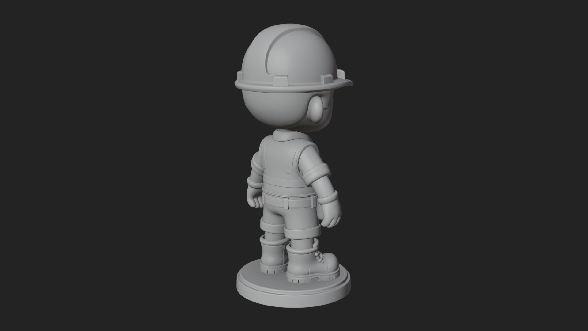 Chibi Construction Worker Statue Design 4 3D Print Model 3D Model